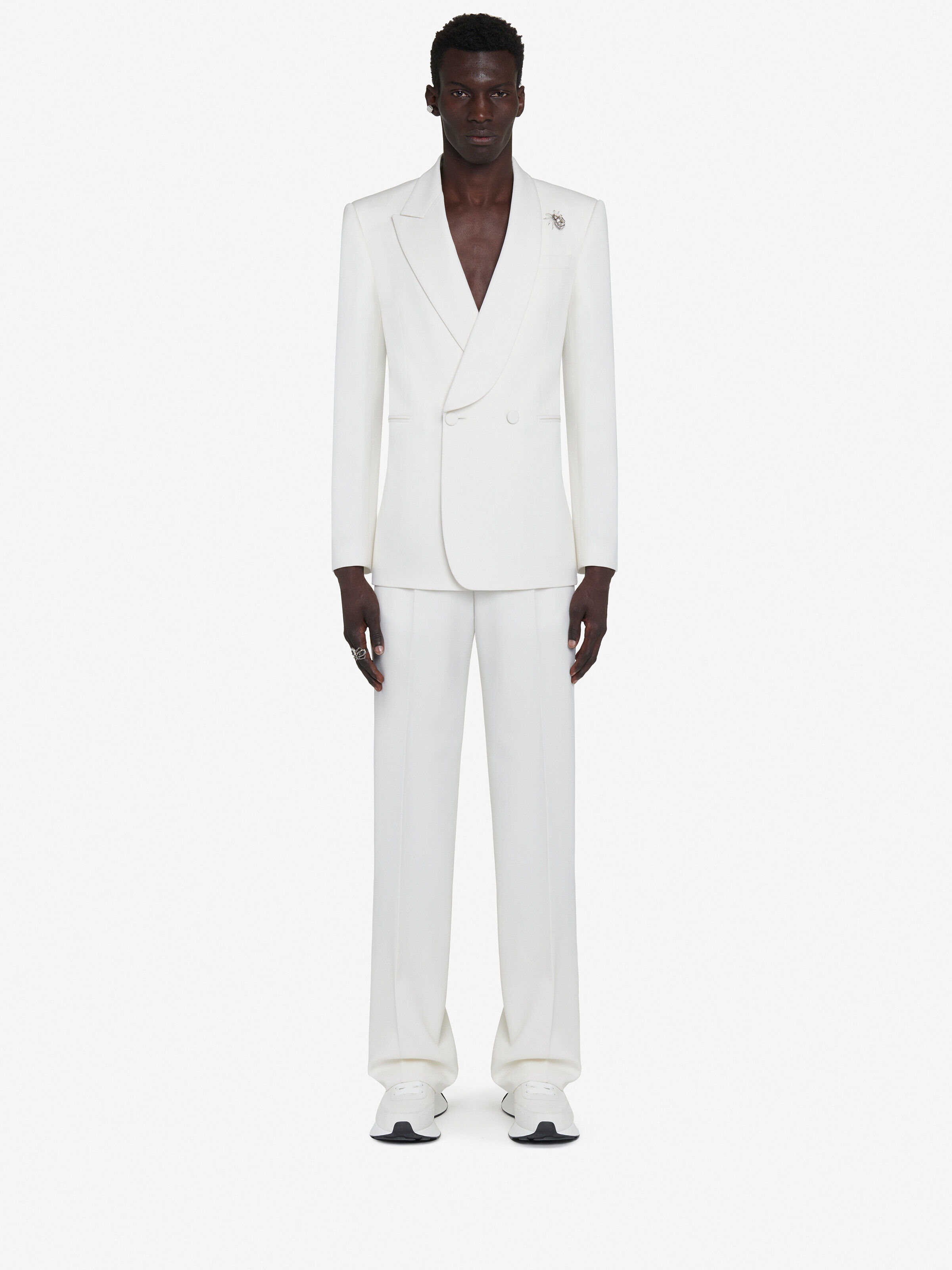 Alexander McQueen Men's White Wide Leg Trousers - 46 (Wool)