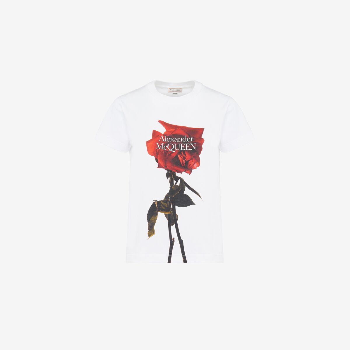 Shop Alexander Mcqueen Shadow Rose Fitted T-shirt In White