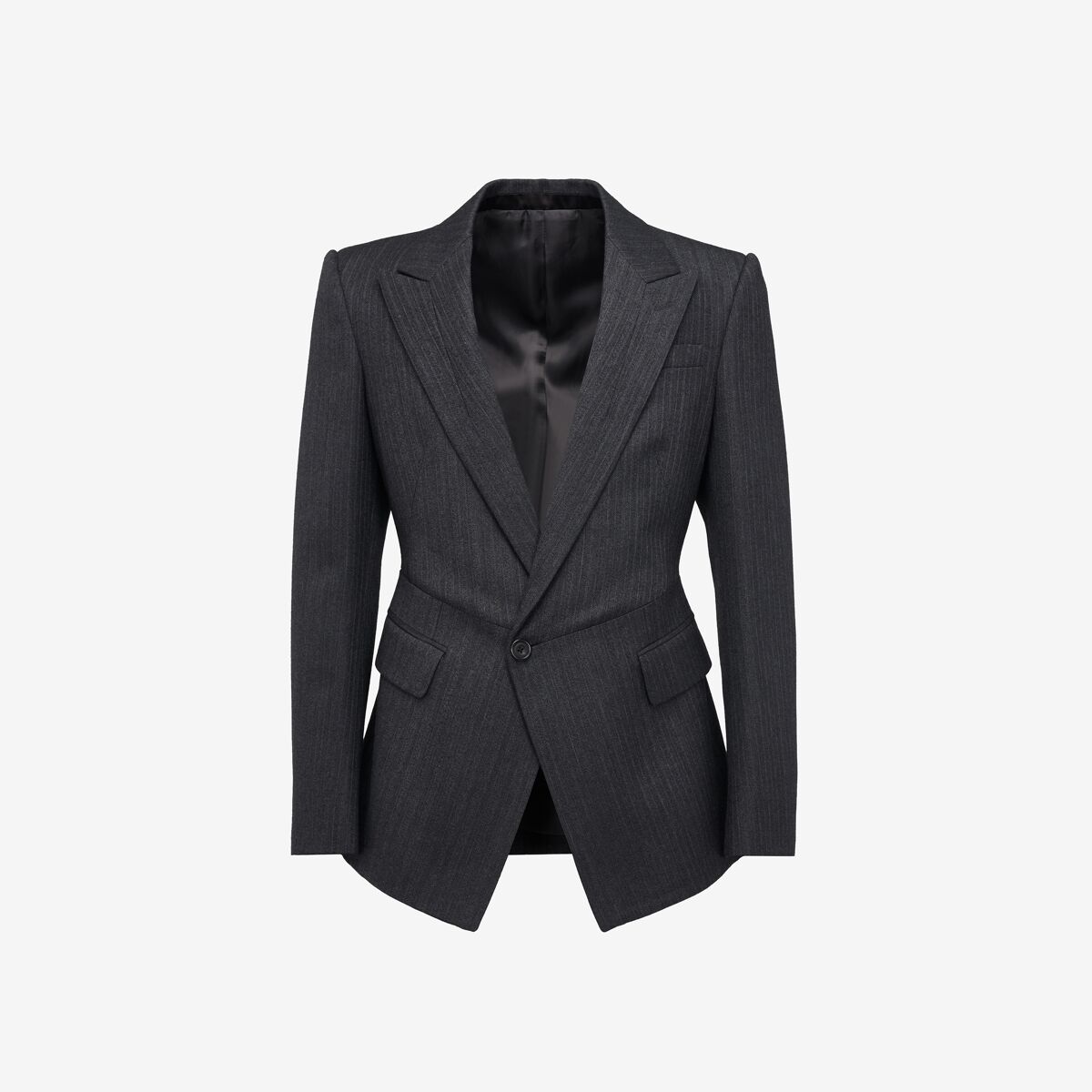 Alexander Mcqueen Twisted Waist Single-breasted Jacket In Charcoal