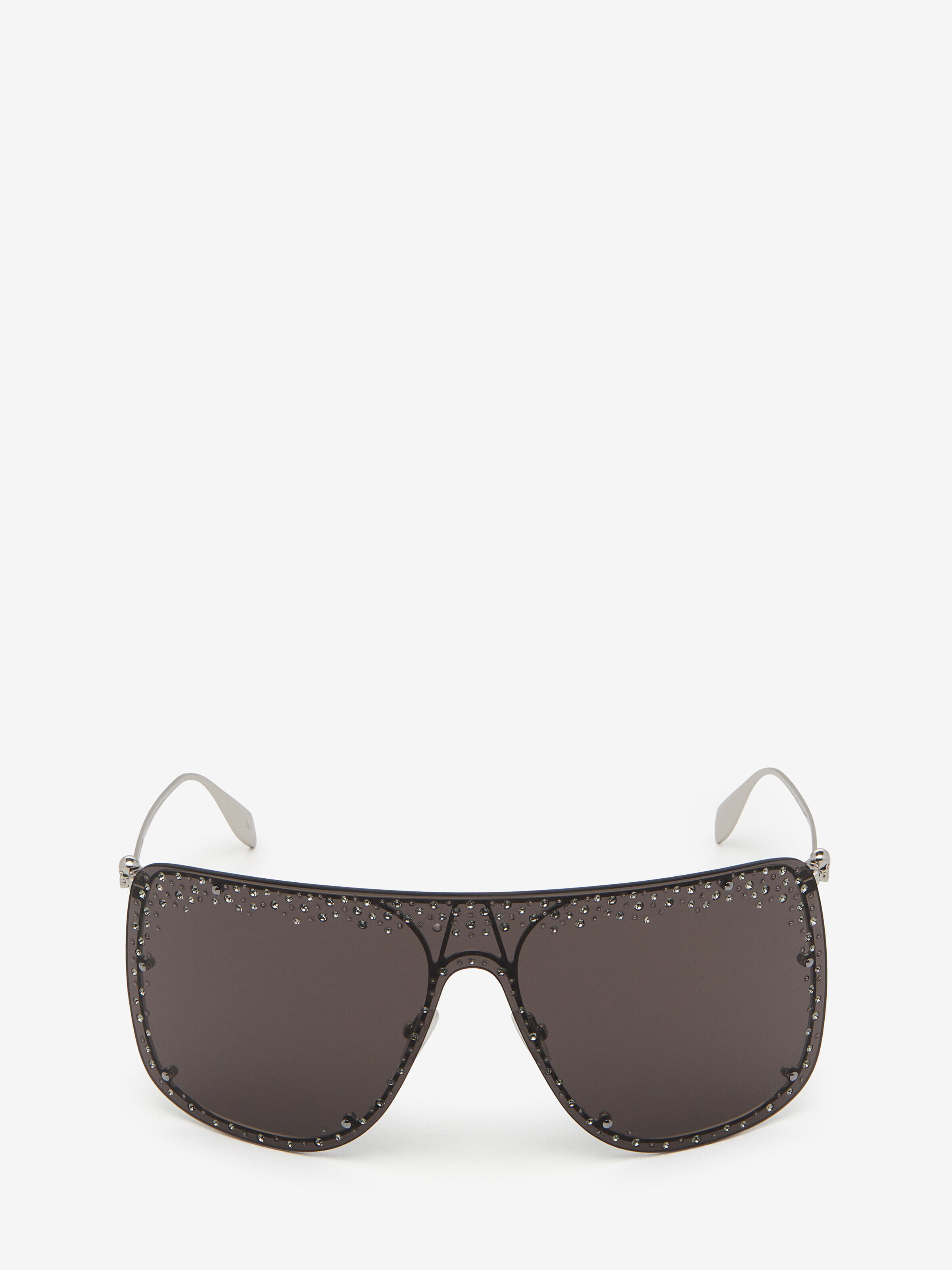 Alexander McQueen Silver Jewelled Skull Mask Sunglasses (Metal)