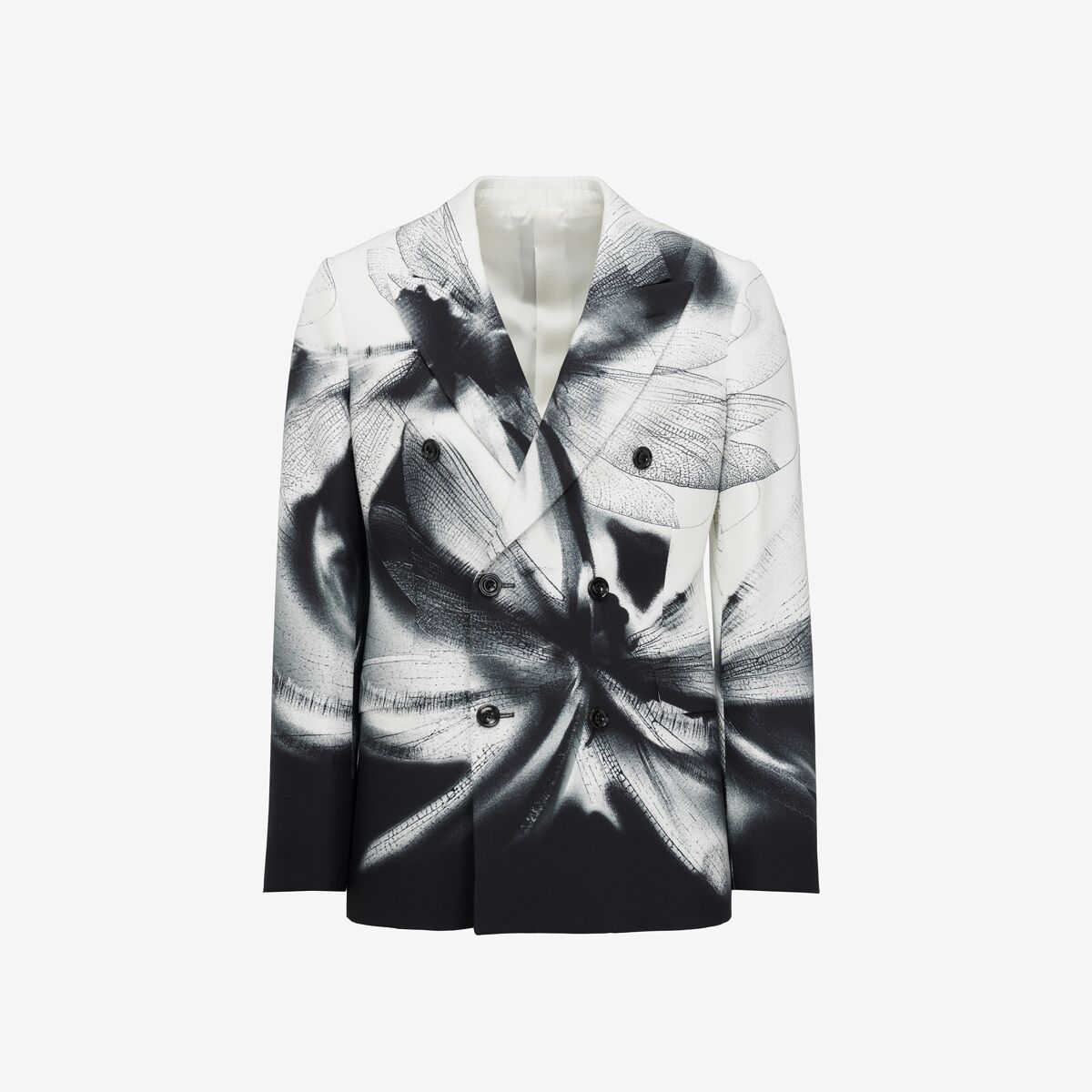 Alexander Mcqueen Dragonfly Shadow Printed Viscose Jacket In White