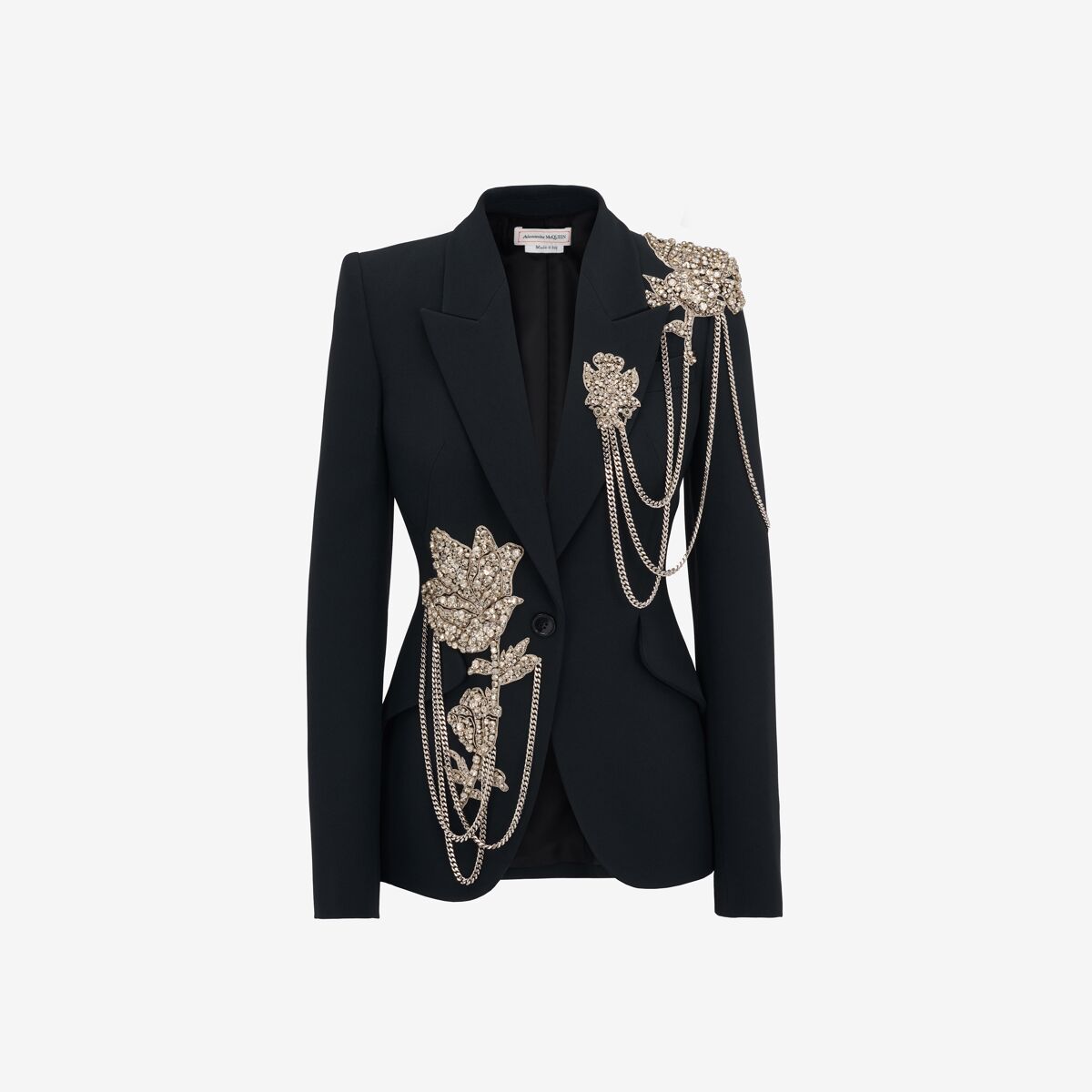 Alexander Mcqueen Embroidered Single-breasted Jacket In Black