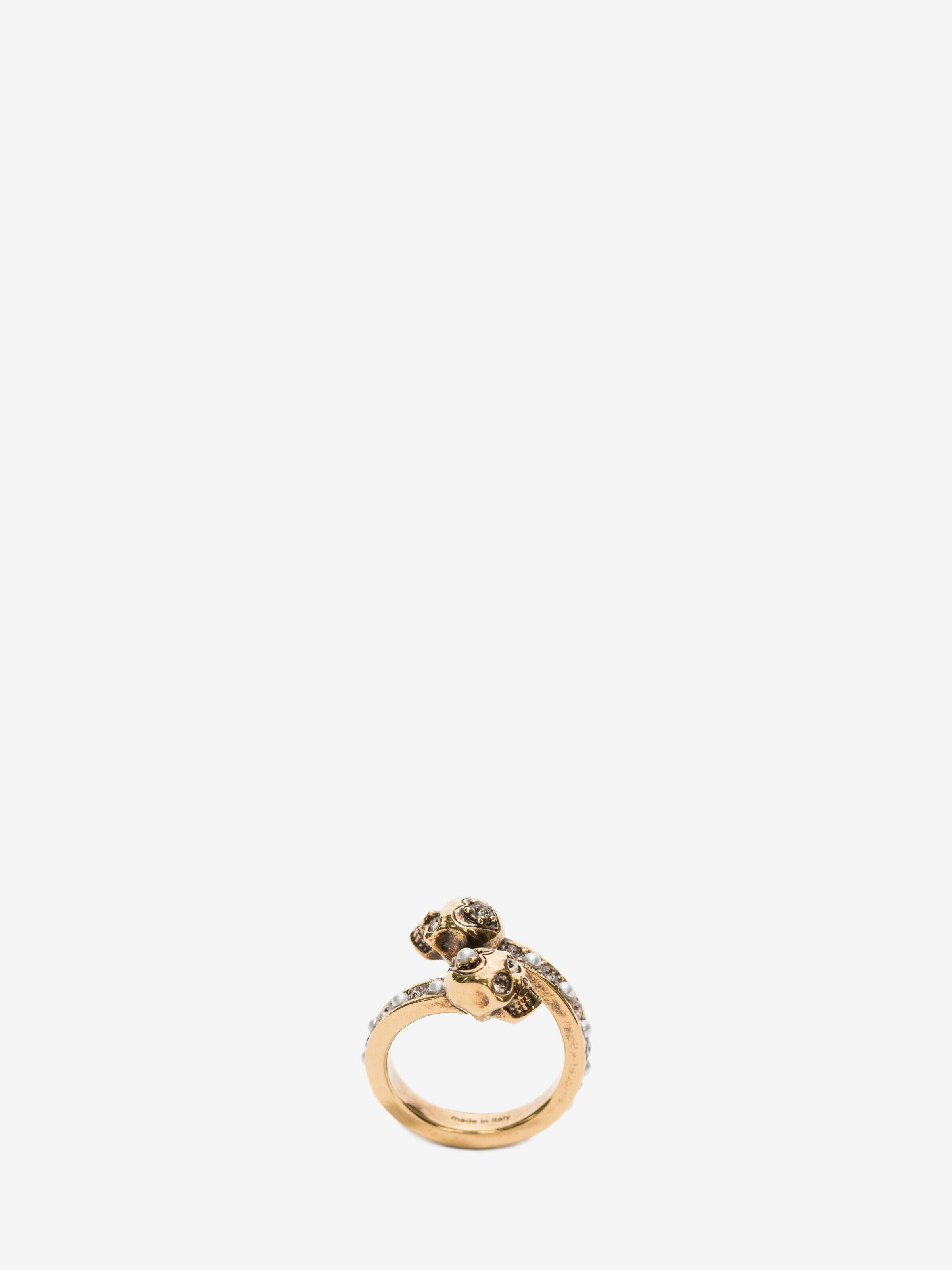 Alexander McQueen Women's Gold Wrap-Around Skull Ring - 15 (Brass)