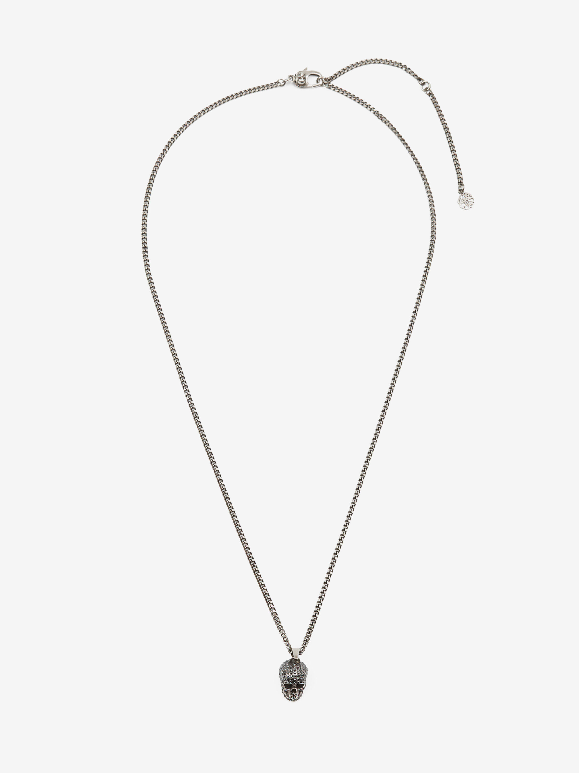 Alexander McQueen Men's Silver Pave Skull Necklace (Brass)