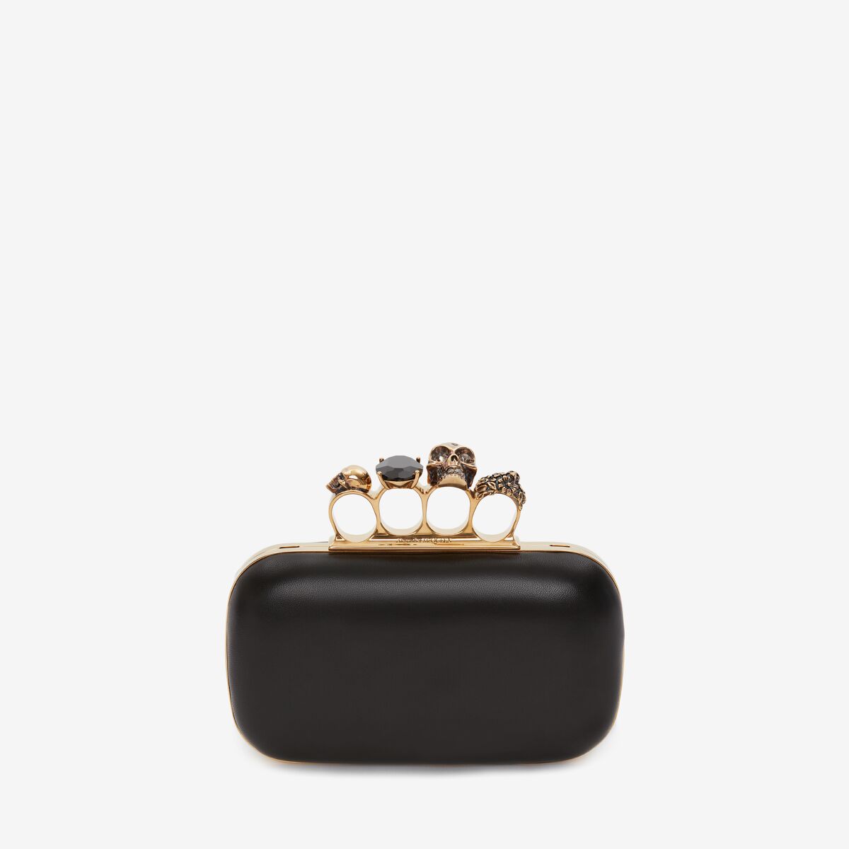 Shop Alexander Mcqueen Knuckle Clutch With Chain In Black