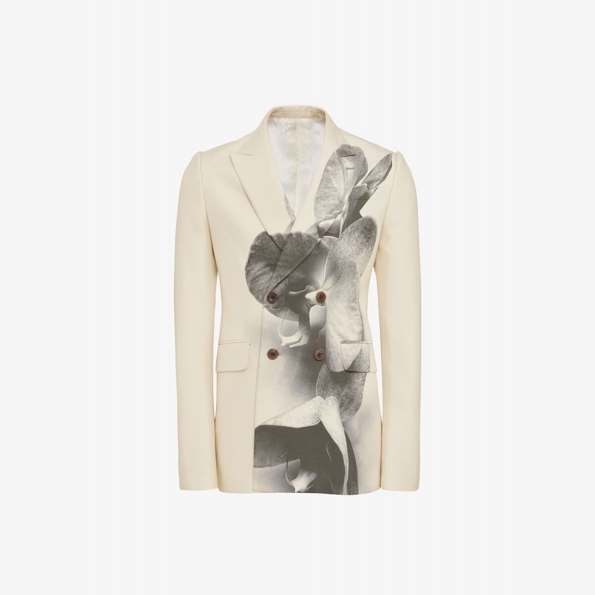 Shop Alexander Mcqueen Orchid Double-breasted Jacket In Putty/black