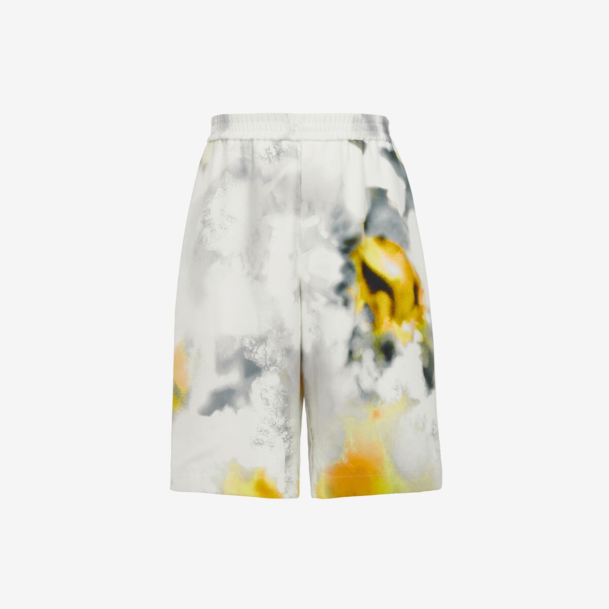 Shop Alexander Mcqueen Obscured Flower Shorts In White/yellow