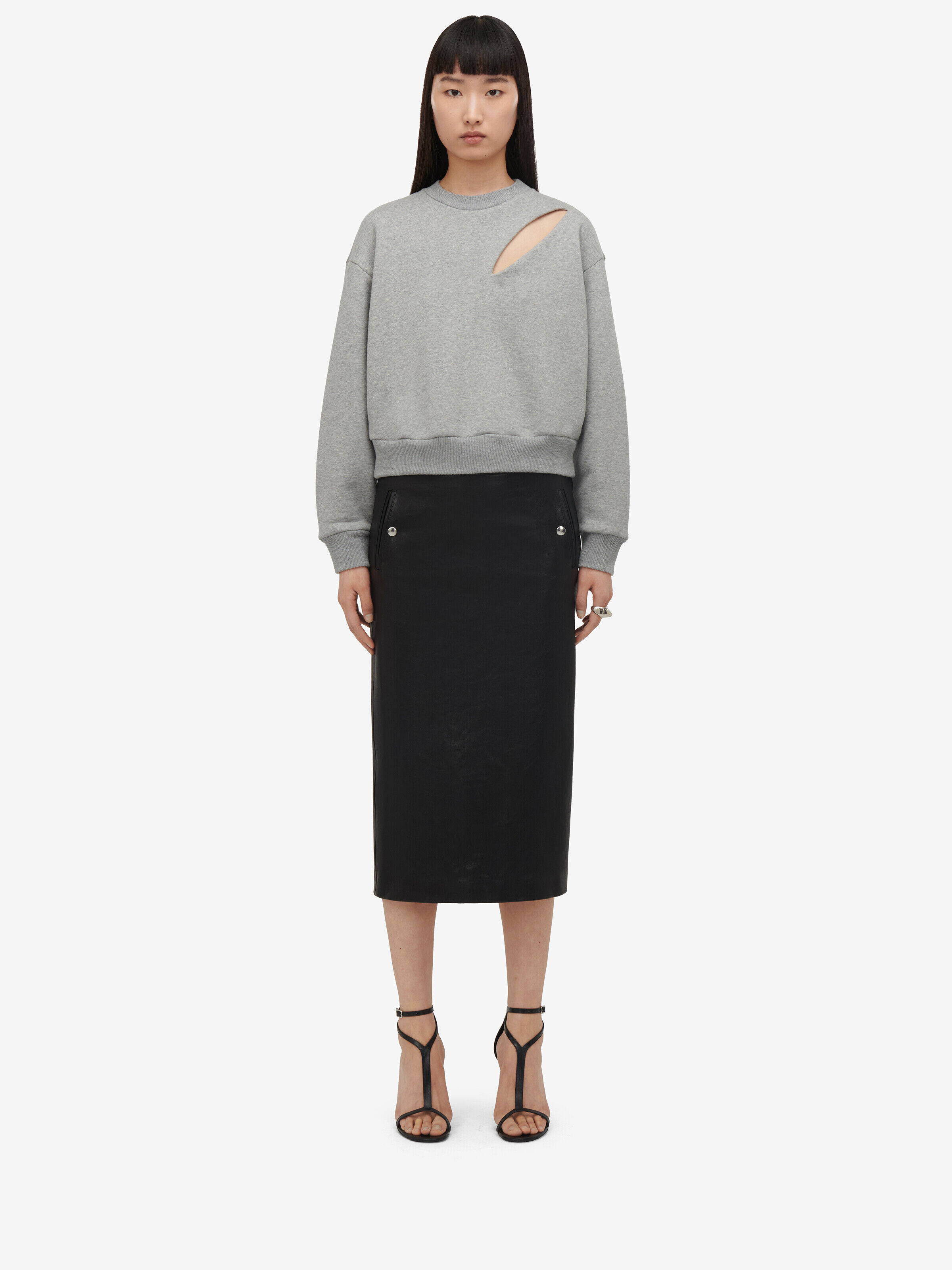 Alexander McQueen Women's Black Low-waisted Leather Skirt - 10 (Lambskin)