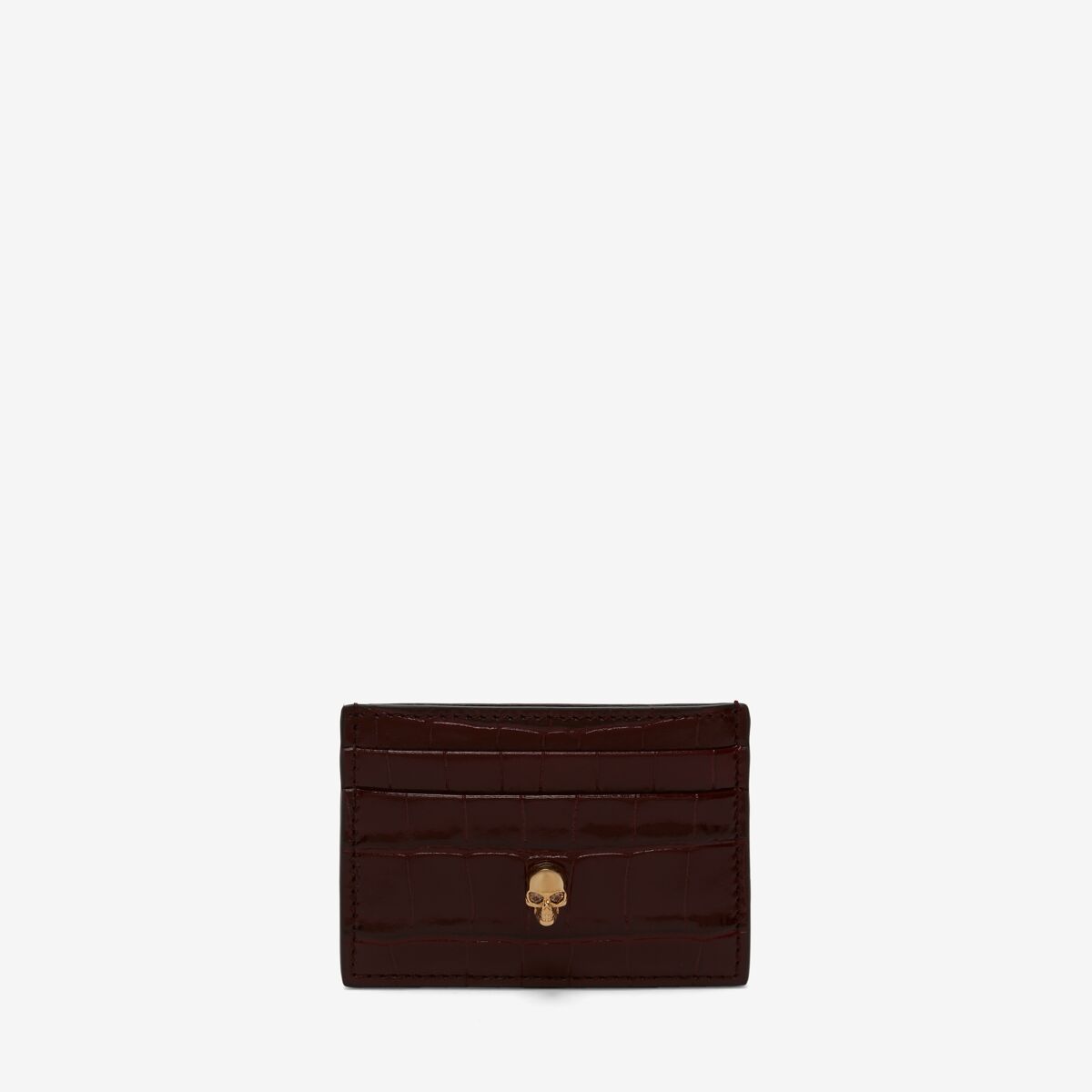 Alexander Mcqueen Skull Card Holder In Burgundy