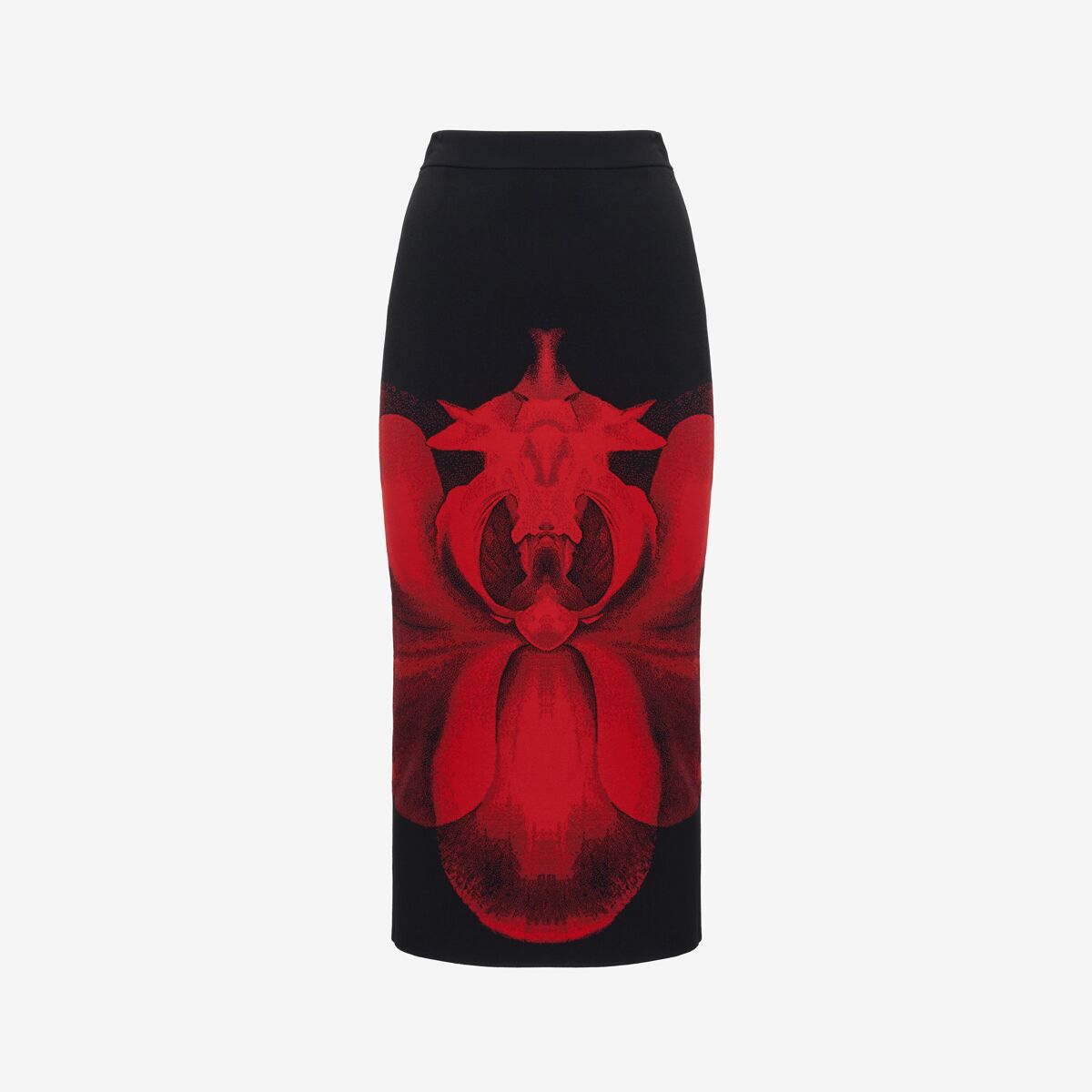 Shop Alexander Mcqueen Ethereal Orchid Pencil Skirt In Black/red