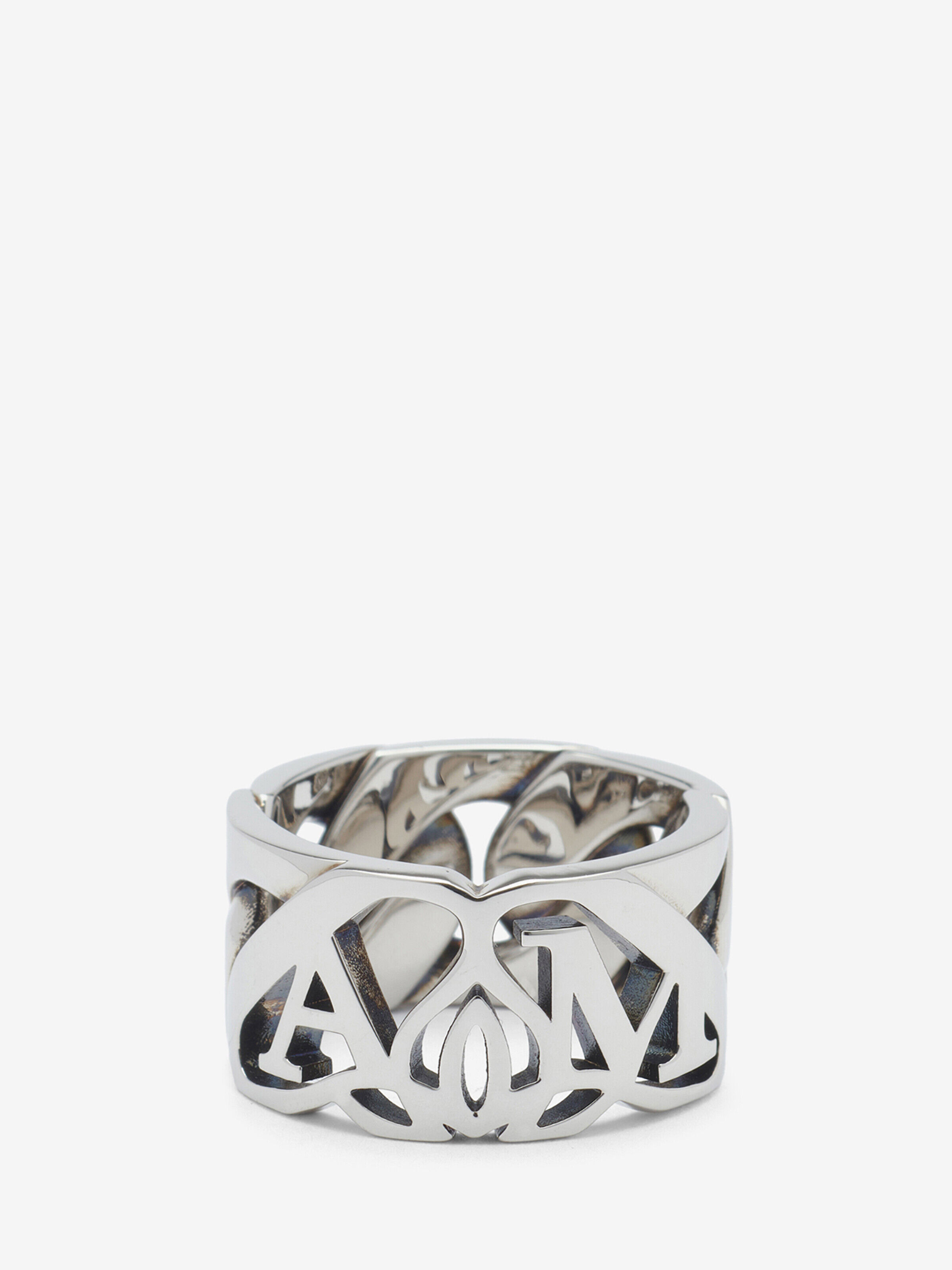 Alexander McQueen - Bague À Chaîne Et Logo Seal - Homme - Argent - 55.5 (Laiton)