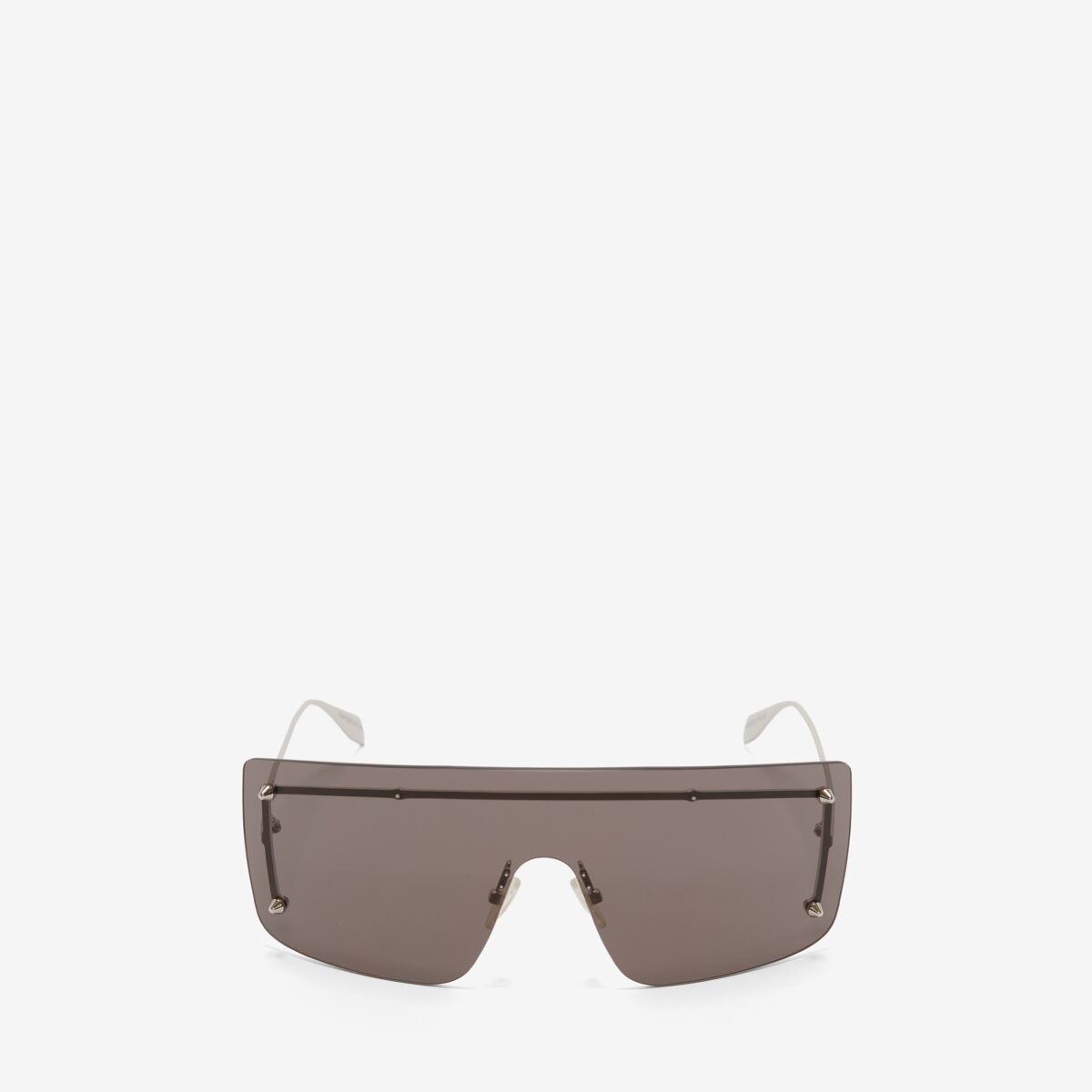 Shop Alexander Mcqueen Spike Studs Mask Sunglasses In Smoke/silver