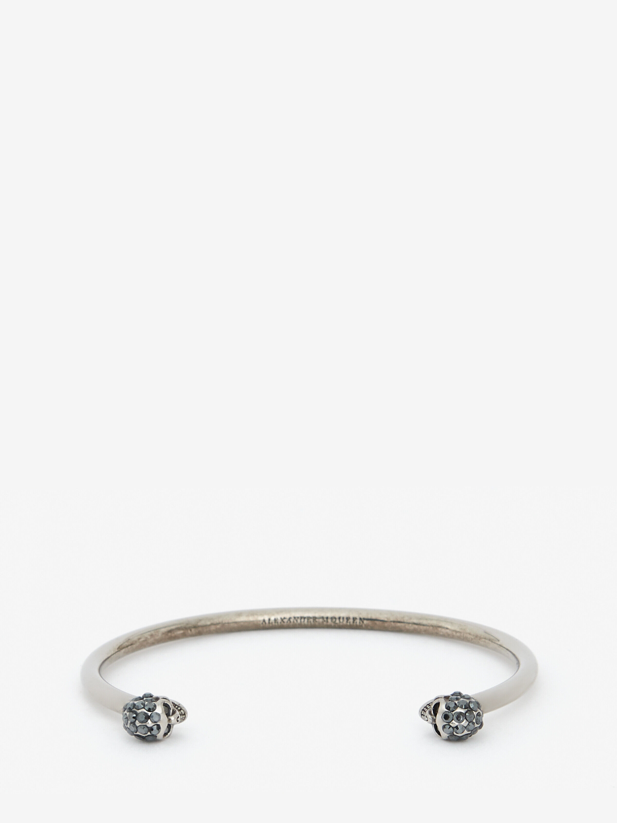 Alexander McQueen Women's Silver Thin Twin skull bracelet - S (Brass)