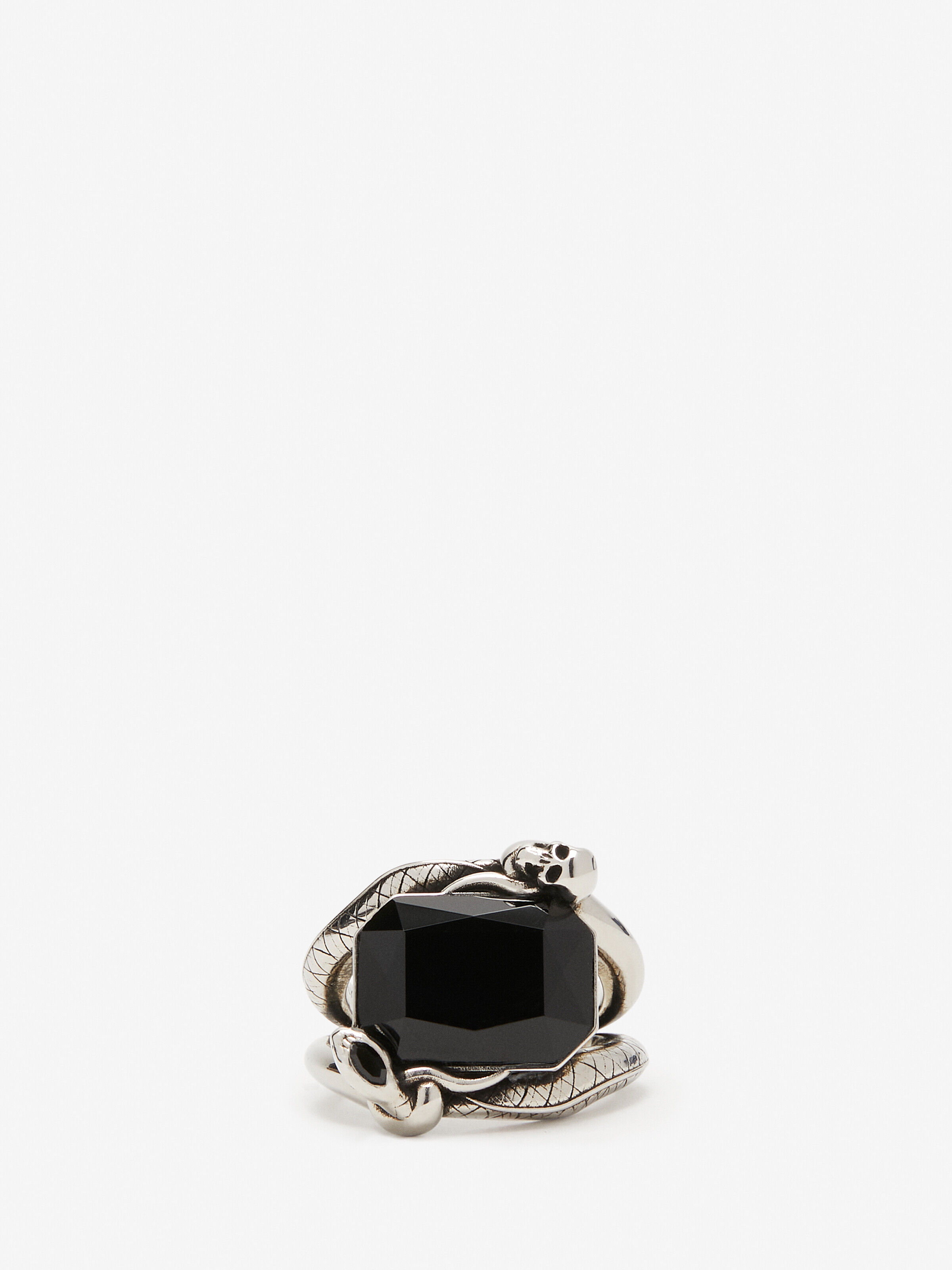 Alexander McQueen Men's Silver Snake & Skull Jewelled Ring - T (Brass)