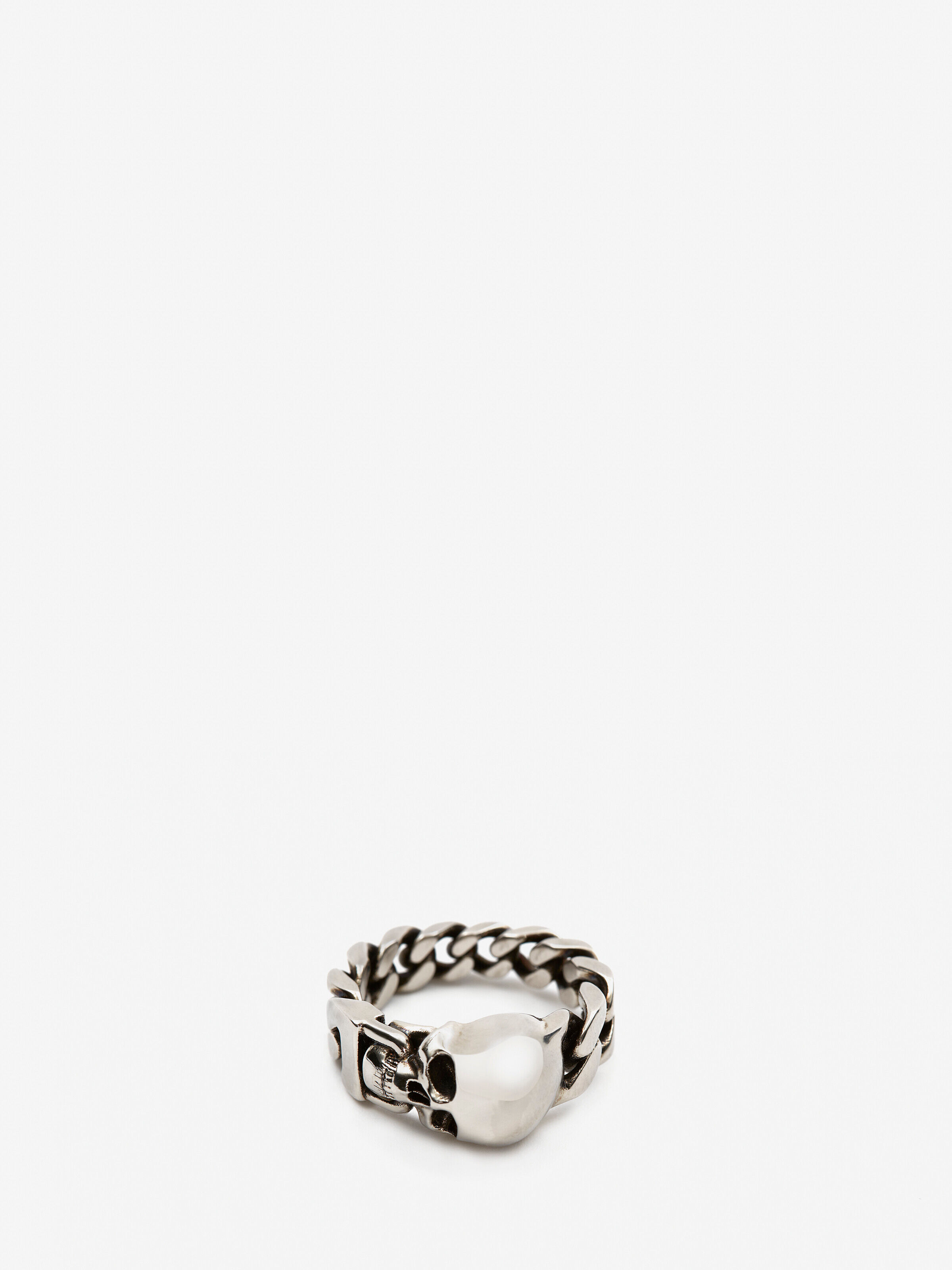 Alexander McQueen Men's Silver Skull Chain Ring - 21 (Brass)