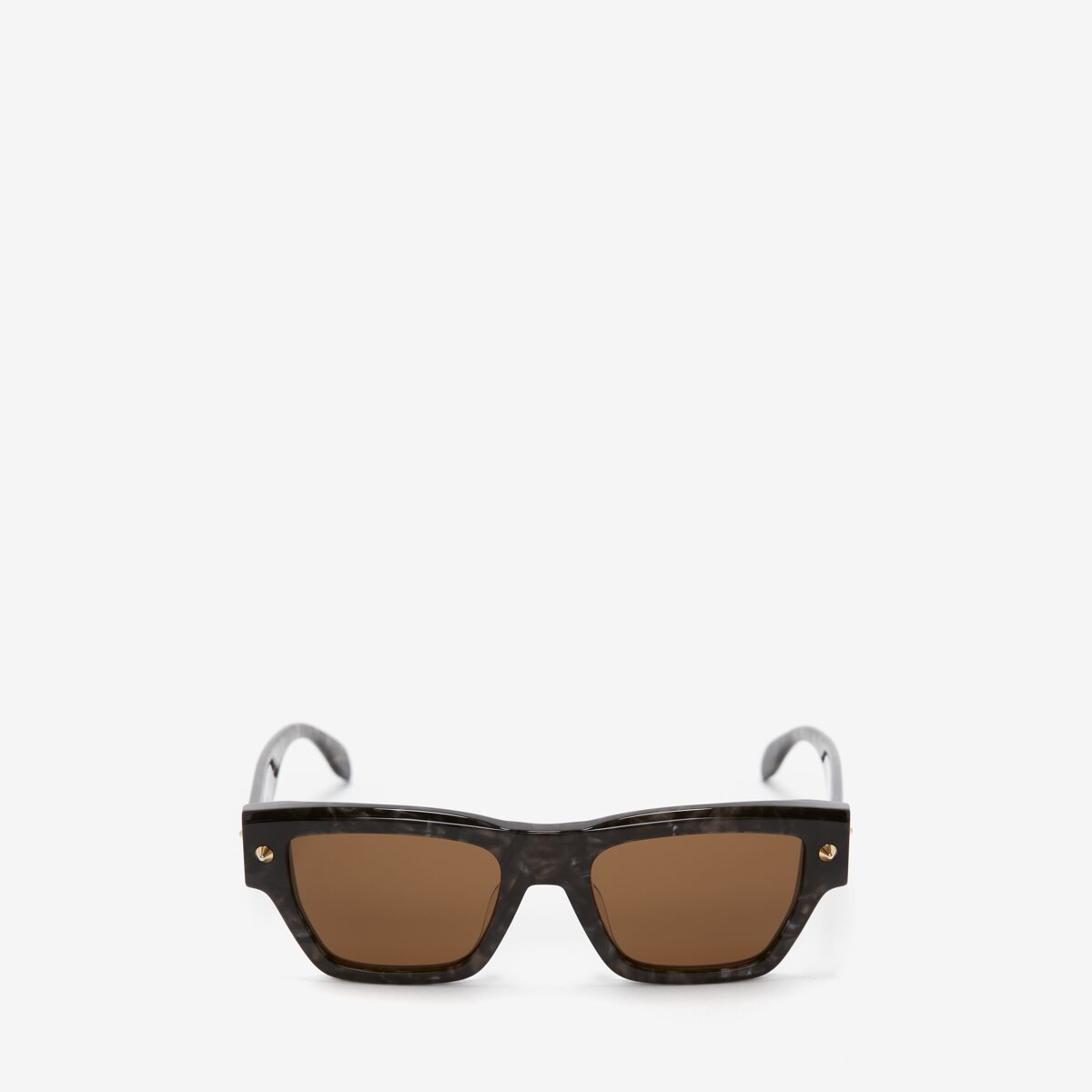 Alexander Mcqueen Spike Studs Rectangular Sunglasses In Grey/brown