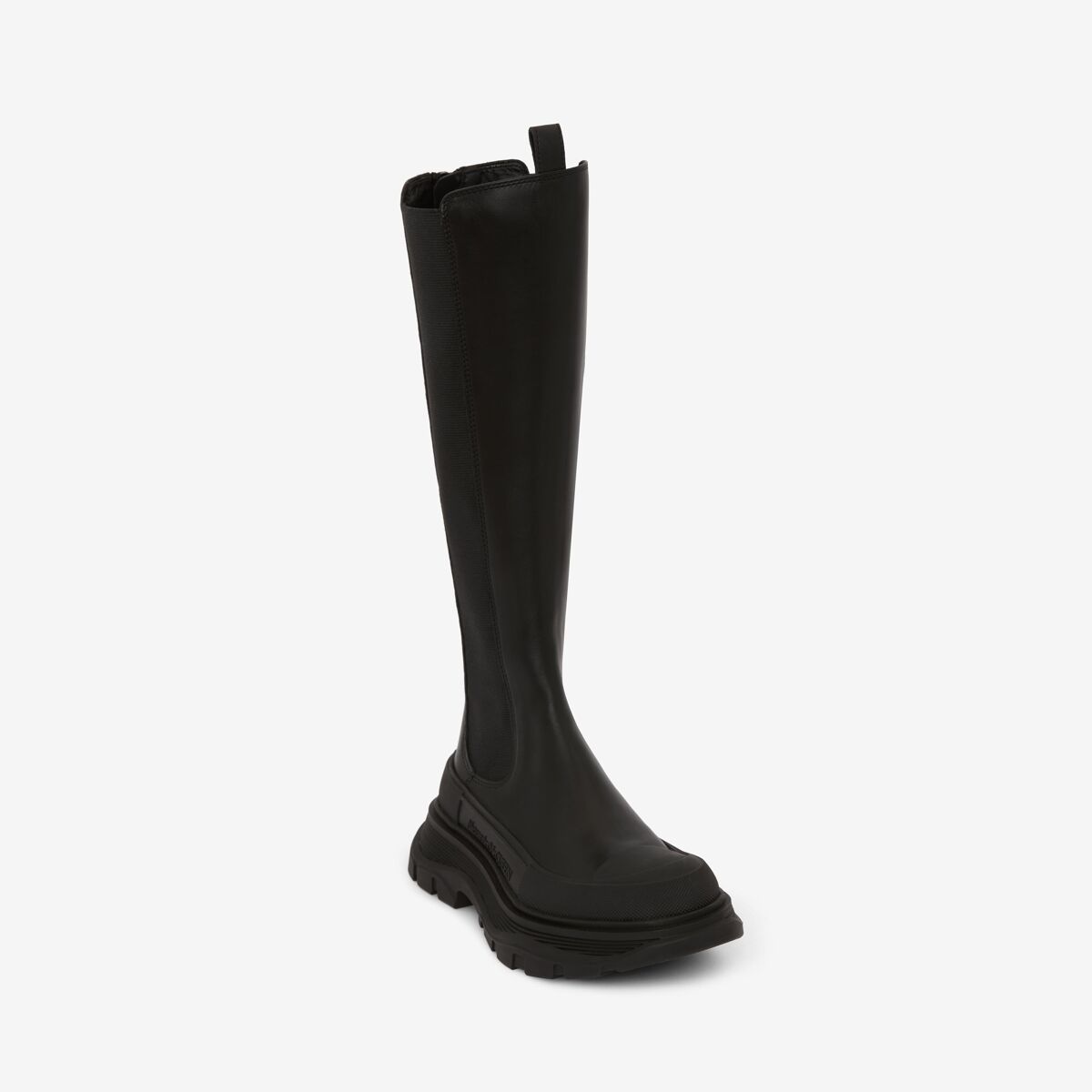 Alexander Mcqueen Tread Slick Knee High Boot In Black