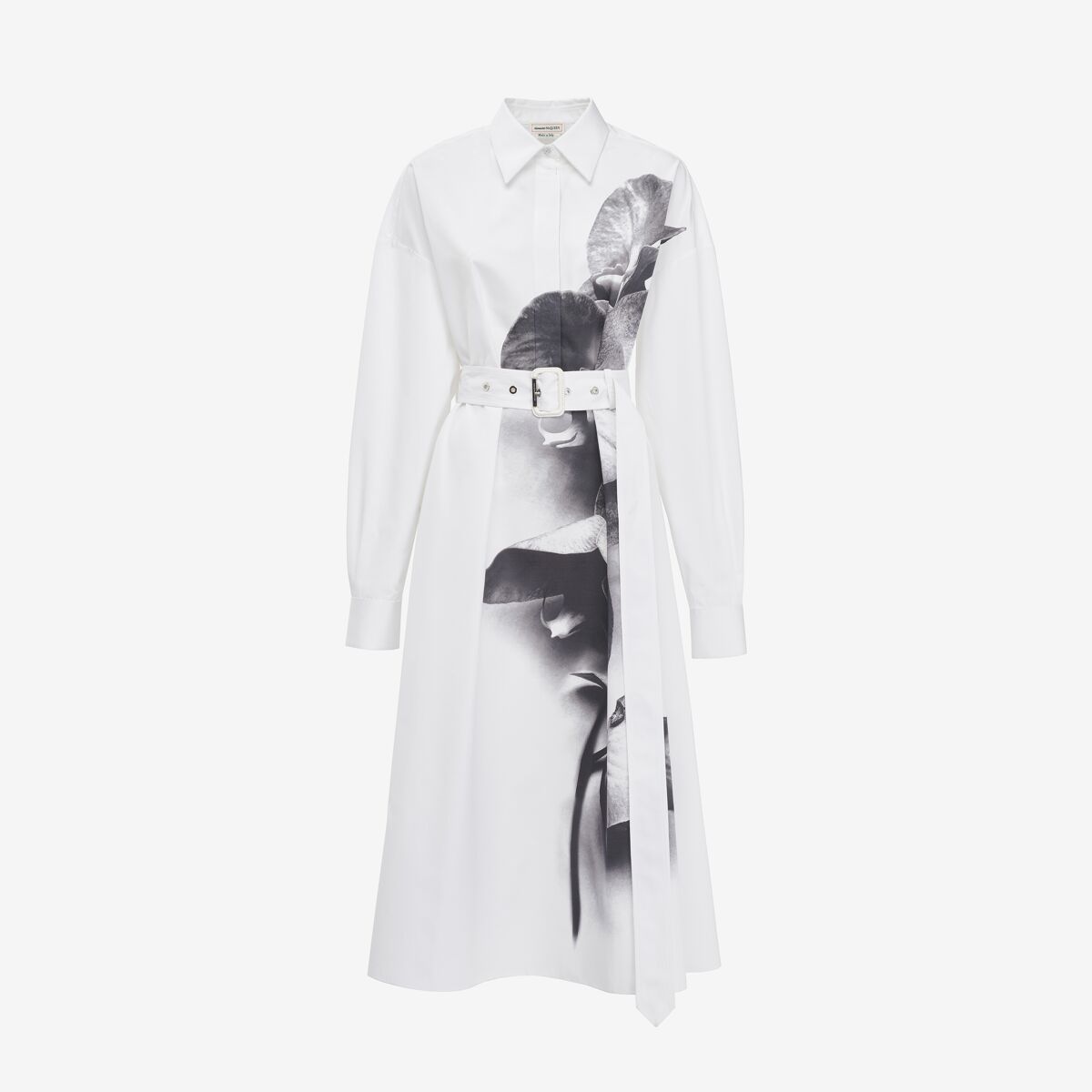 Shop Alexander Mcqueen Orchid Shirt Dress In White/black
