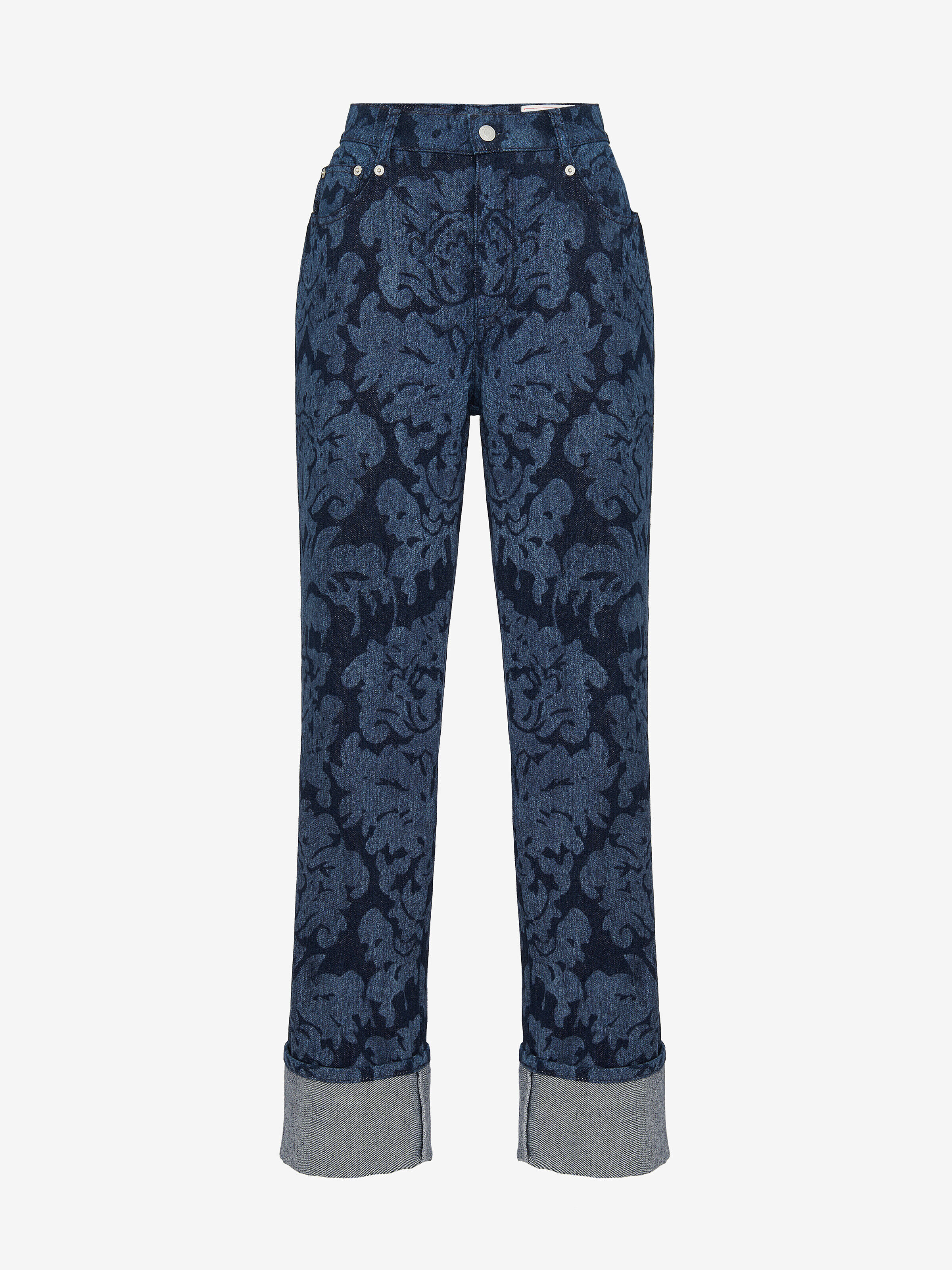 Alexander McQueen Women's Blue Damask Boyfriend Jeans - 10 (Cotton)
