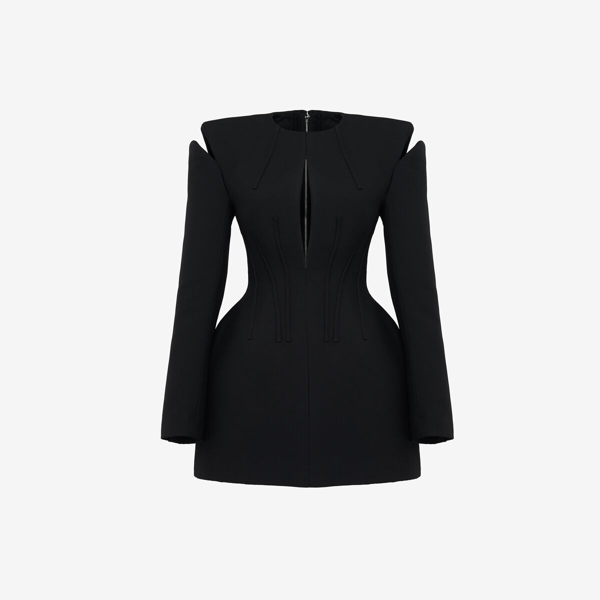 Shop Alexander Mcqueen Lace Detail Slashed Mini Dress In Black