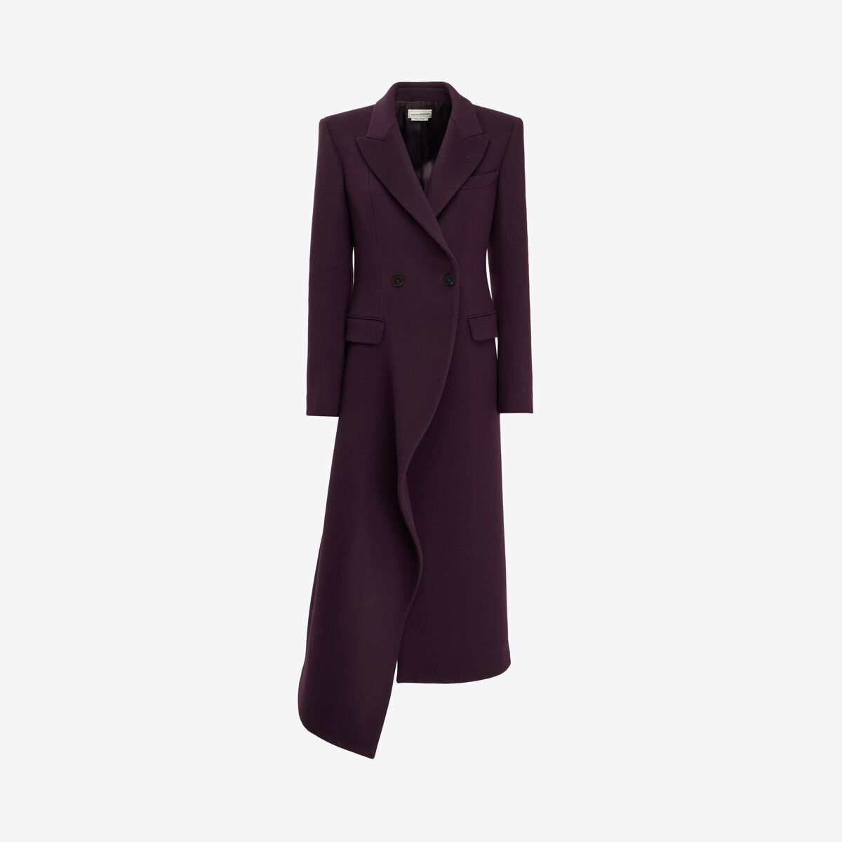 Shop Alexander Mcqueen Long Draped Coat In Night Shade