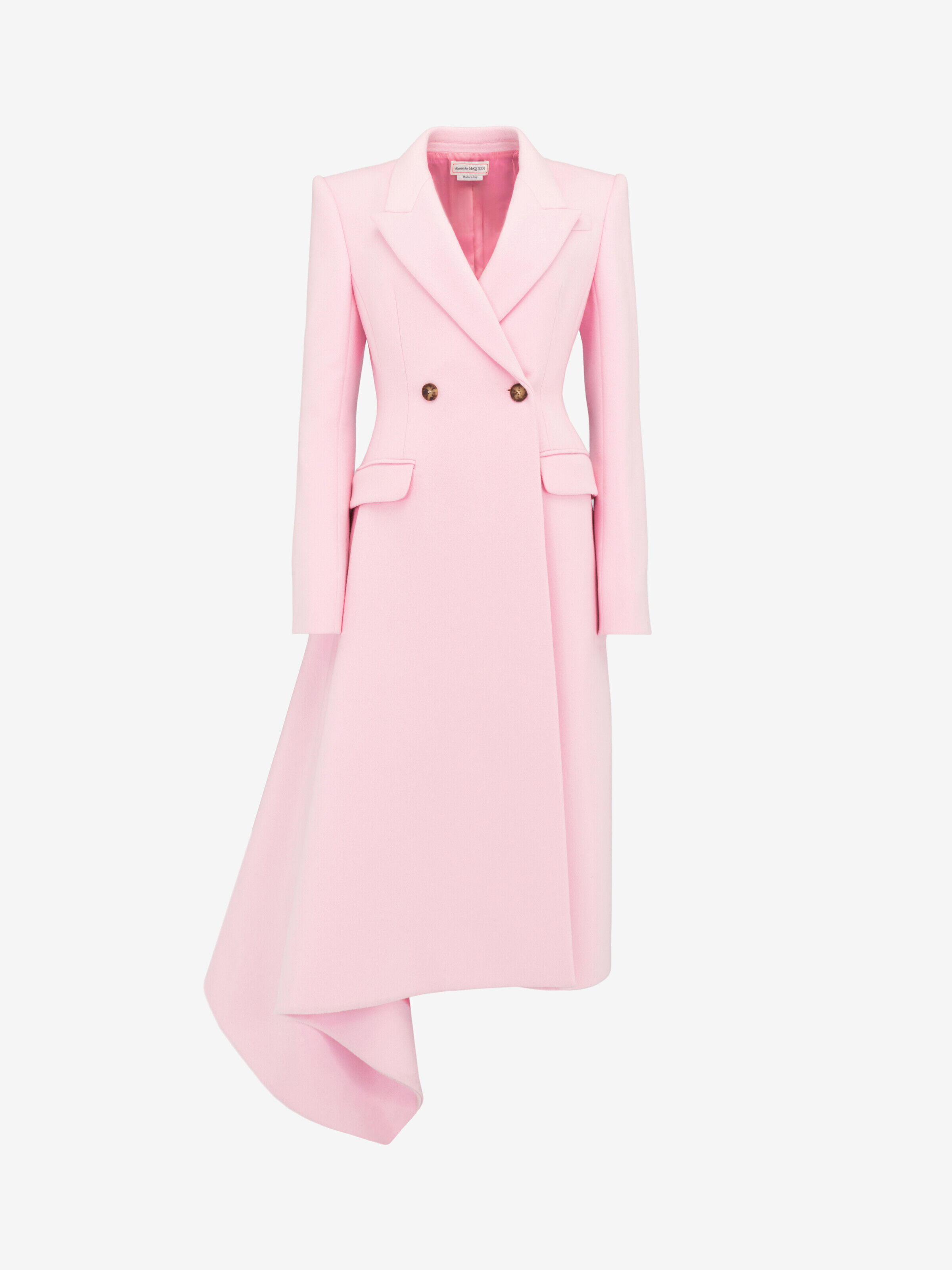 Alexander McQueen Women's Pink Midi Draped Coat - 8 (Wool)