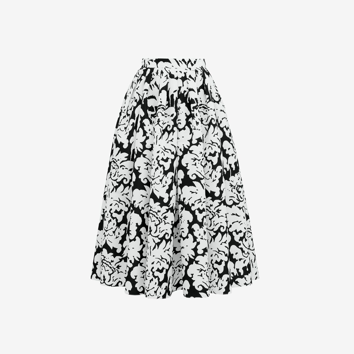 Shop Alexander Mcqueen Pleated Midi Skirt In Black/ivory