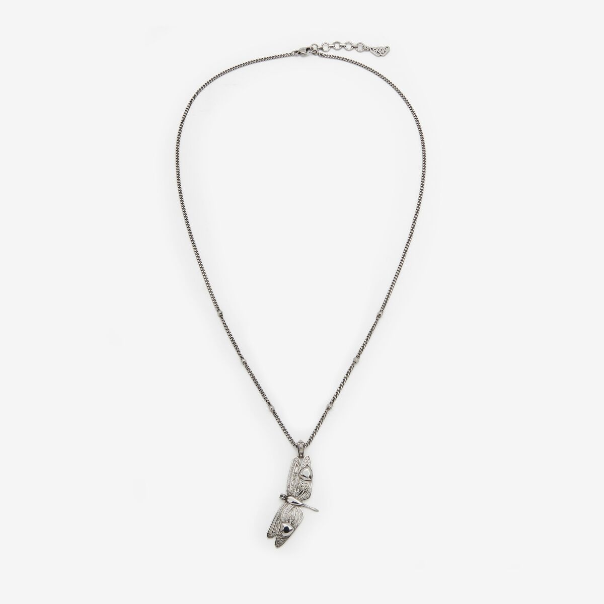 Alexander Mcqueen Dragonfly Necklace In Antique Silver