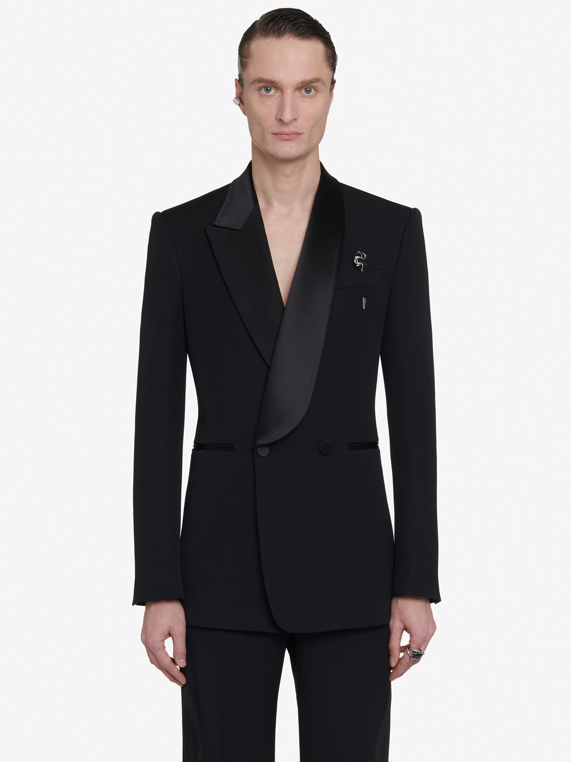 Alexander McQueen Men's Black Half Shawl Collar Tuxedo Jacket - 42 (Wool)