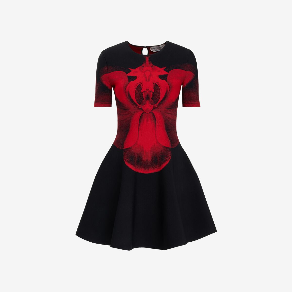 Shop Alexander Mcqueen Ethereal Orchid Mini Dress In Black/red