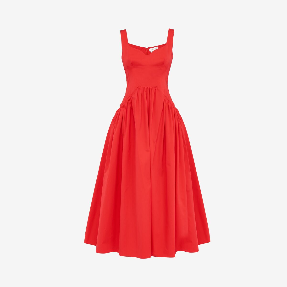 Shop Alexander Mcqueen Sweetheart Neckline Midi Dress In Lust Red