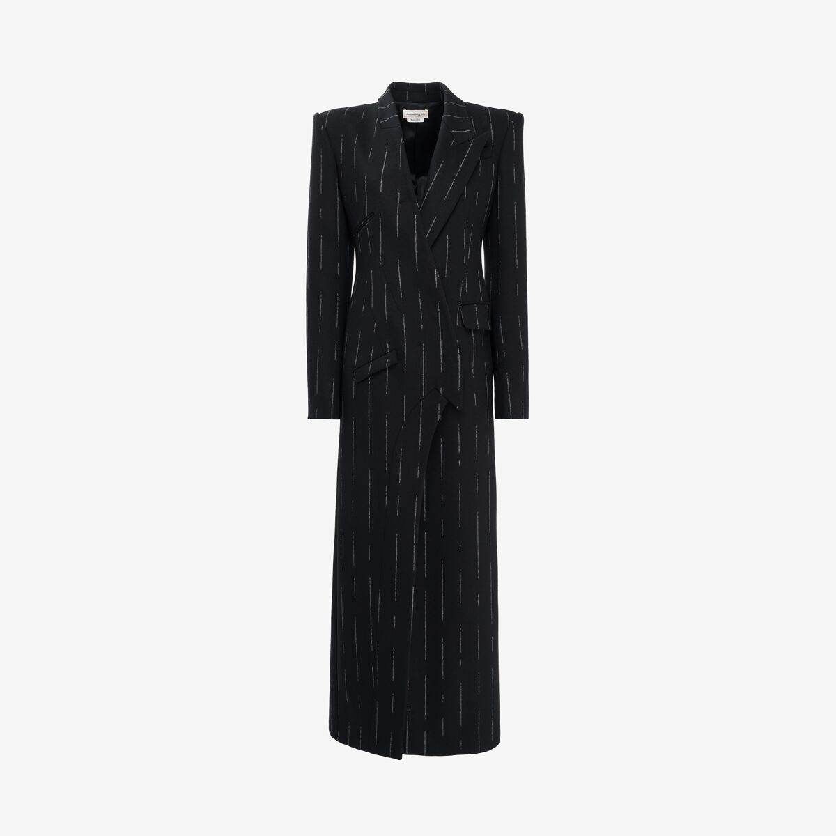 Alexander McQueen - Manteau Cintré Broken Pinstripe - Femme - Noir - 42 (Laine)