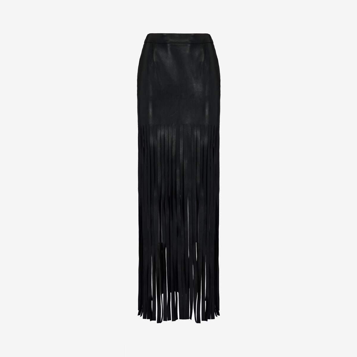 Shop Alexander Mcqueen Fringed Leather Skirt In Black