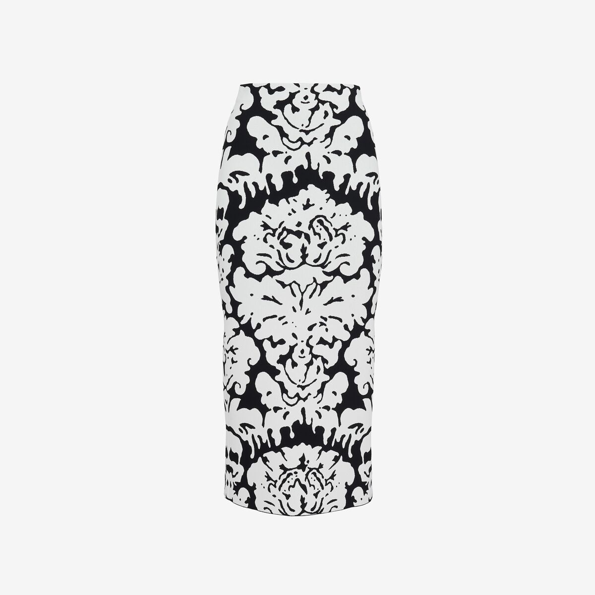 Shop Alexander Mcqueen Damask Jacquard Pencil Skirt In Black/white