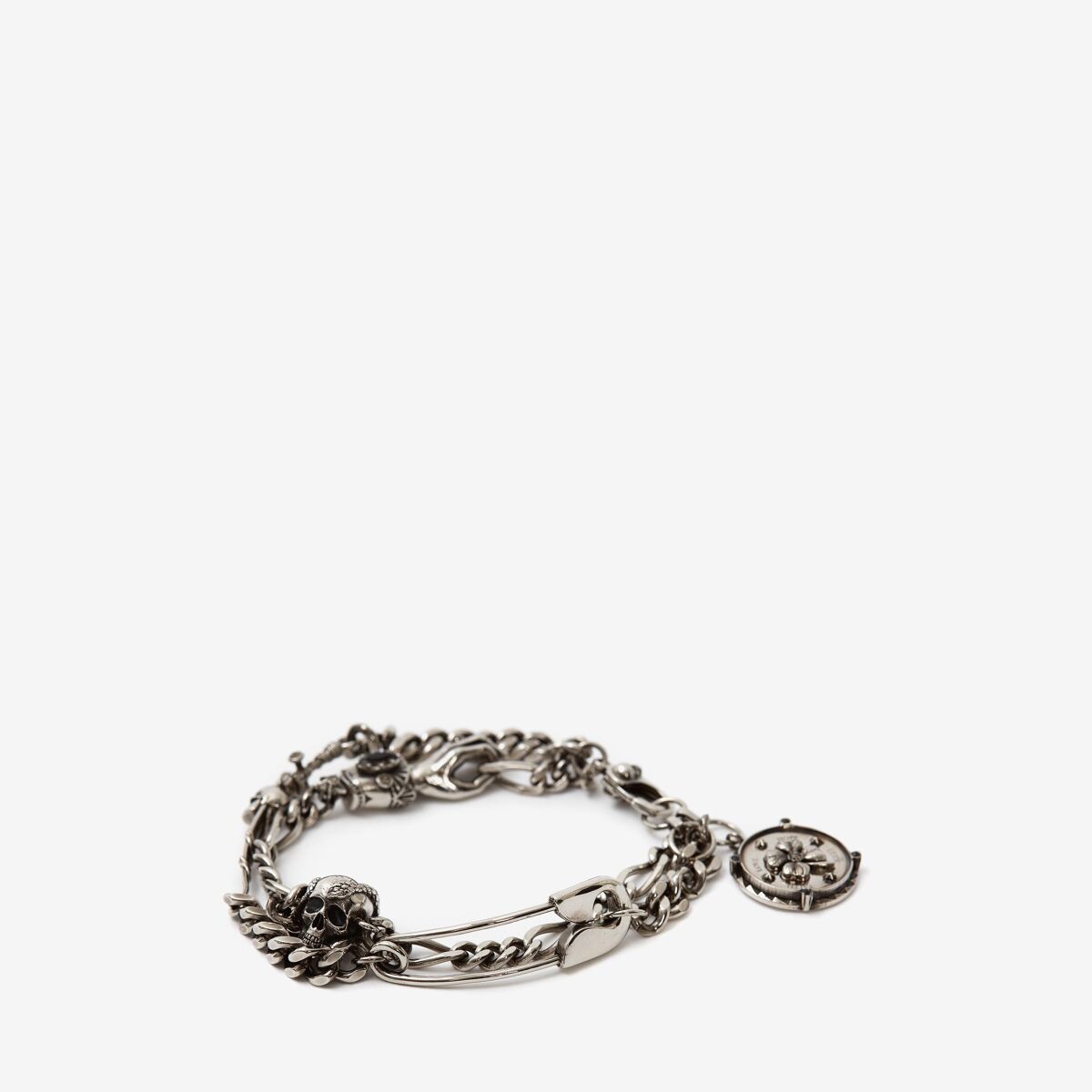 ALEXANDER MCQUEEN Safety Pin and Medallion Chain Bracelet