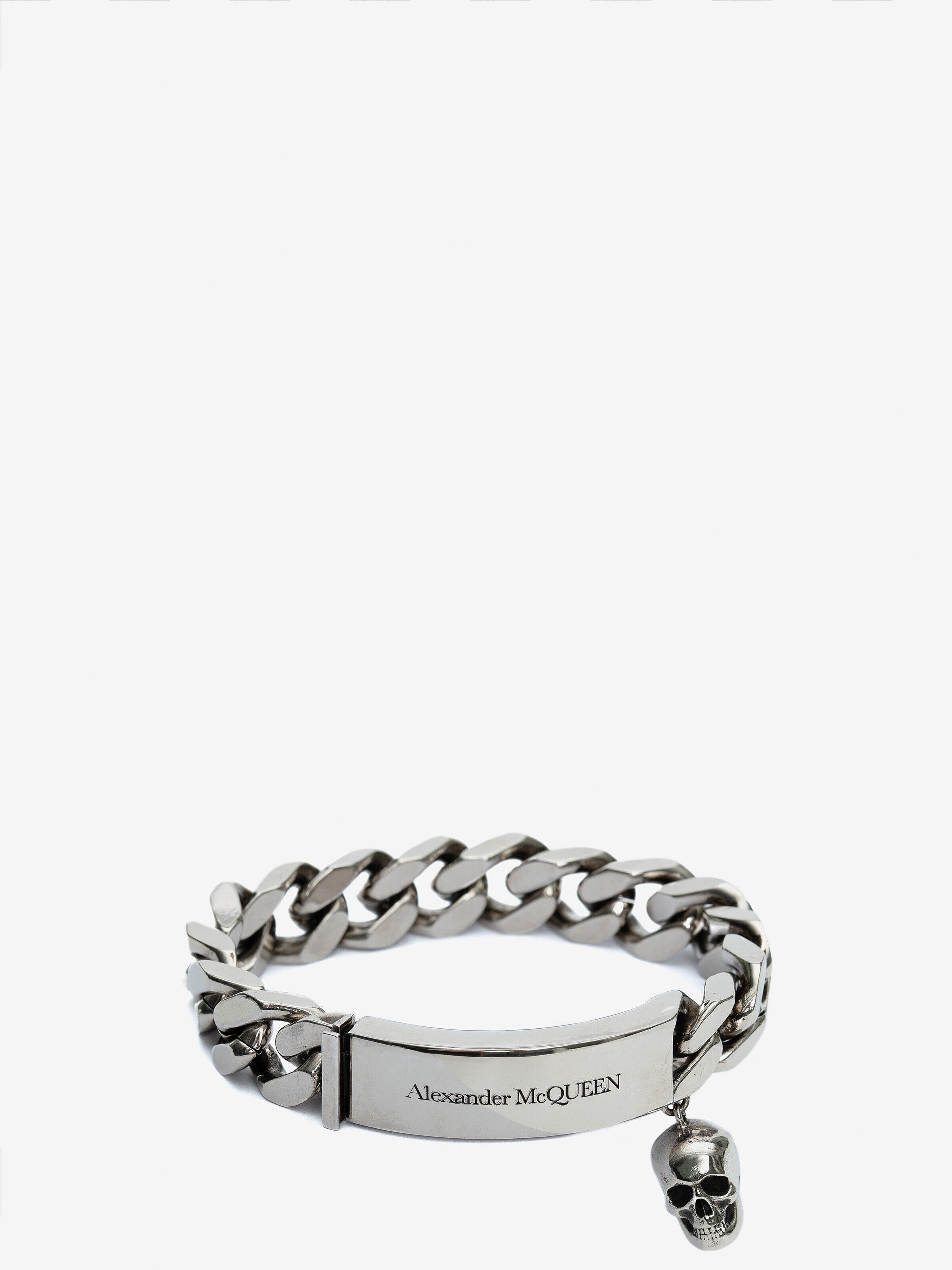 Alexander McQueen Men's Silver Identity Chain Bracelet (Brass)