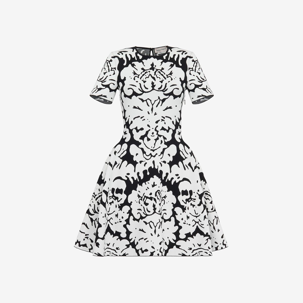 Shop Alexander Mcqueen Damask Jacquard Mini Dress In Black/white