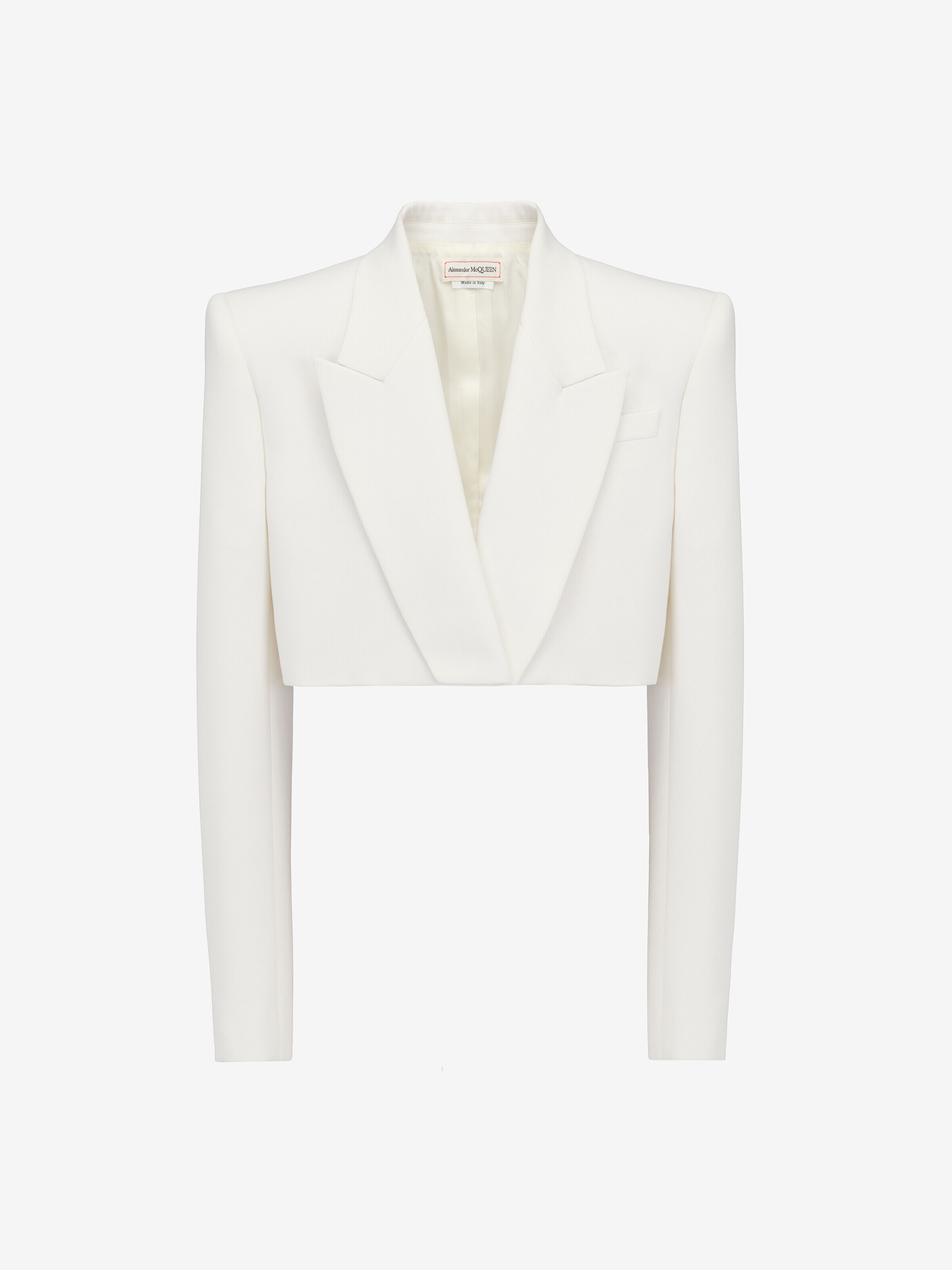 Alexander McQueen Women's White Boxy Cropped Jacket - 8 (Wool)