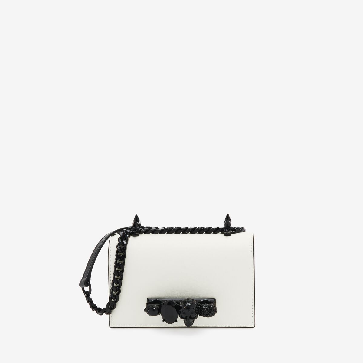 Alexander Mcqueen Mini Jewelled Satchel In Soft Ivory