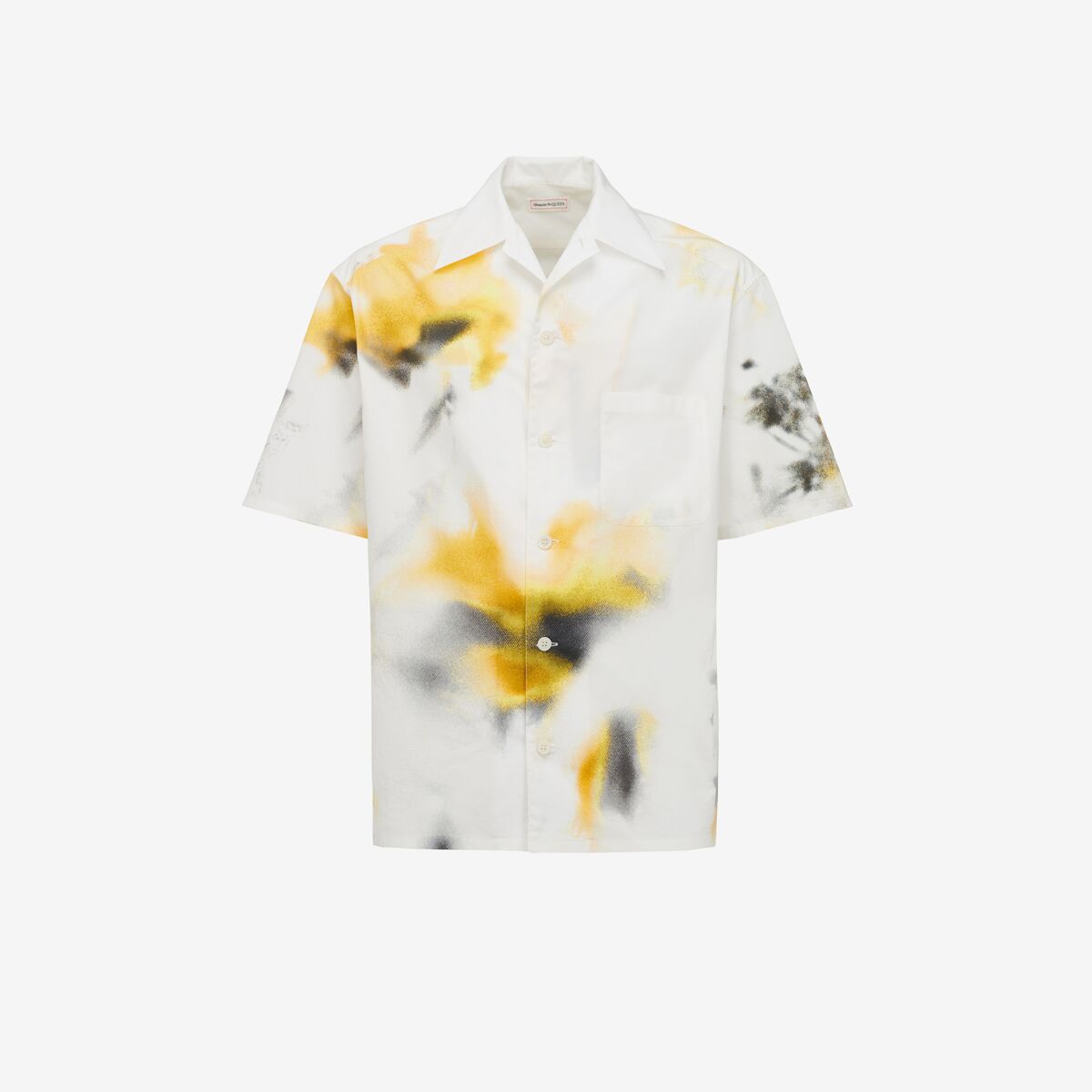 Shop Alexander Mcqueen Obscured Flower Bowling Shirt In White/yellow