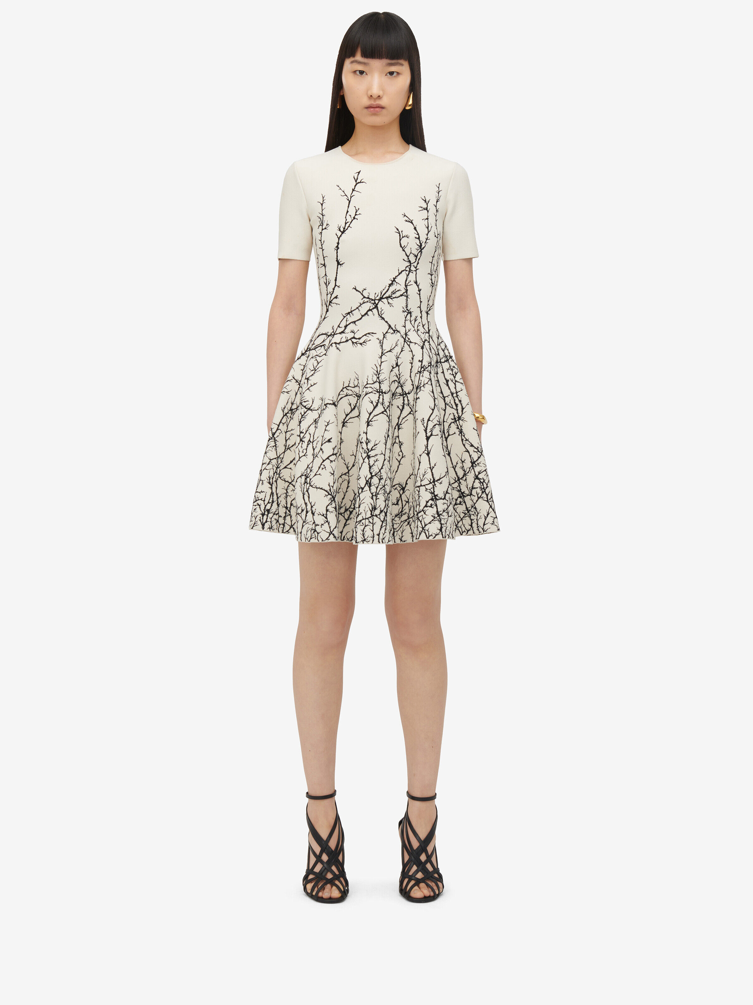 Alexander McQueen Women's White Thorn Branches Mini Dress - XS (Viscose, Polyester, Polyamide & Elastan)