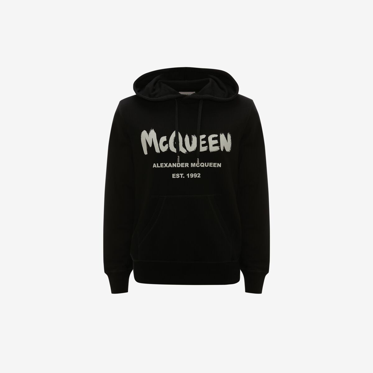 Shop Alexander Mcqueen Mcqueen Graffiti Hooded Sweatshirt In Black/ivory