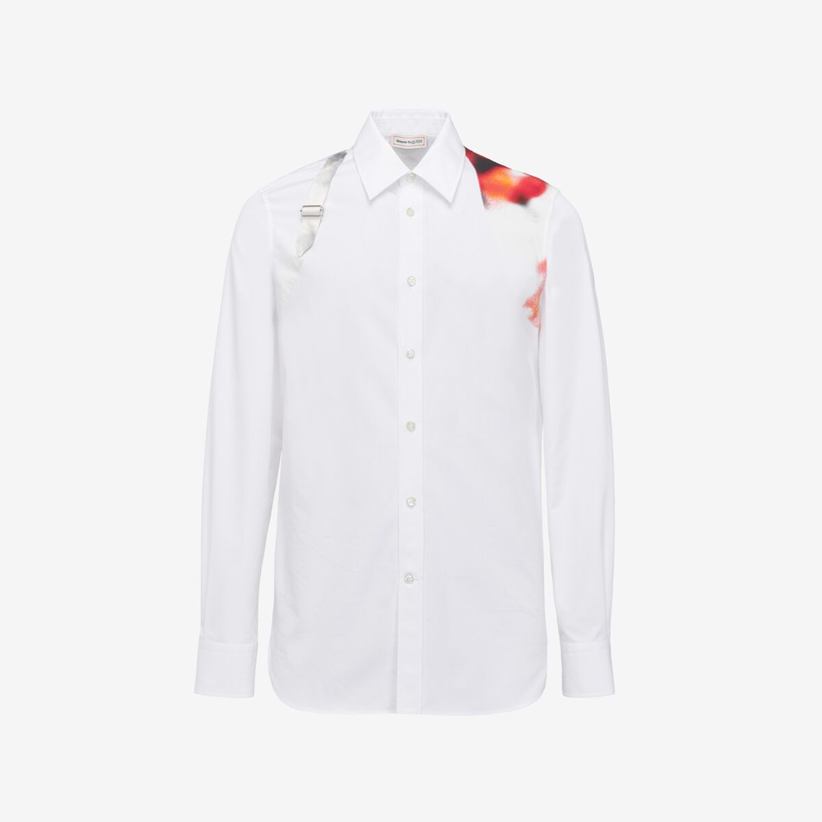 Shop Alexander Mcqueen Obscured Flower Harness Shirt In Optical White