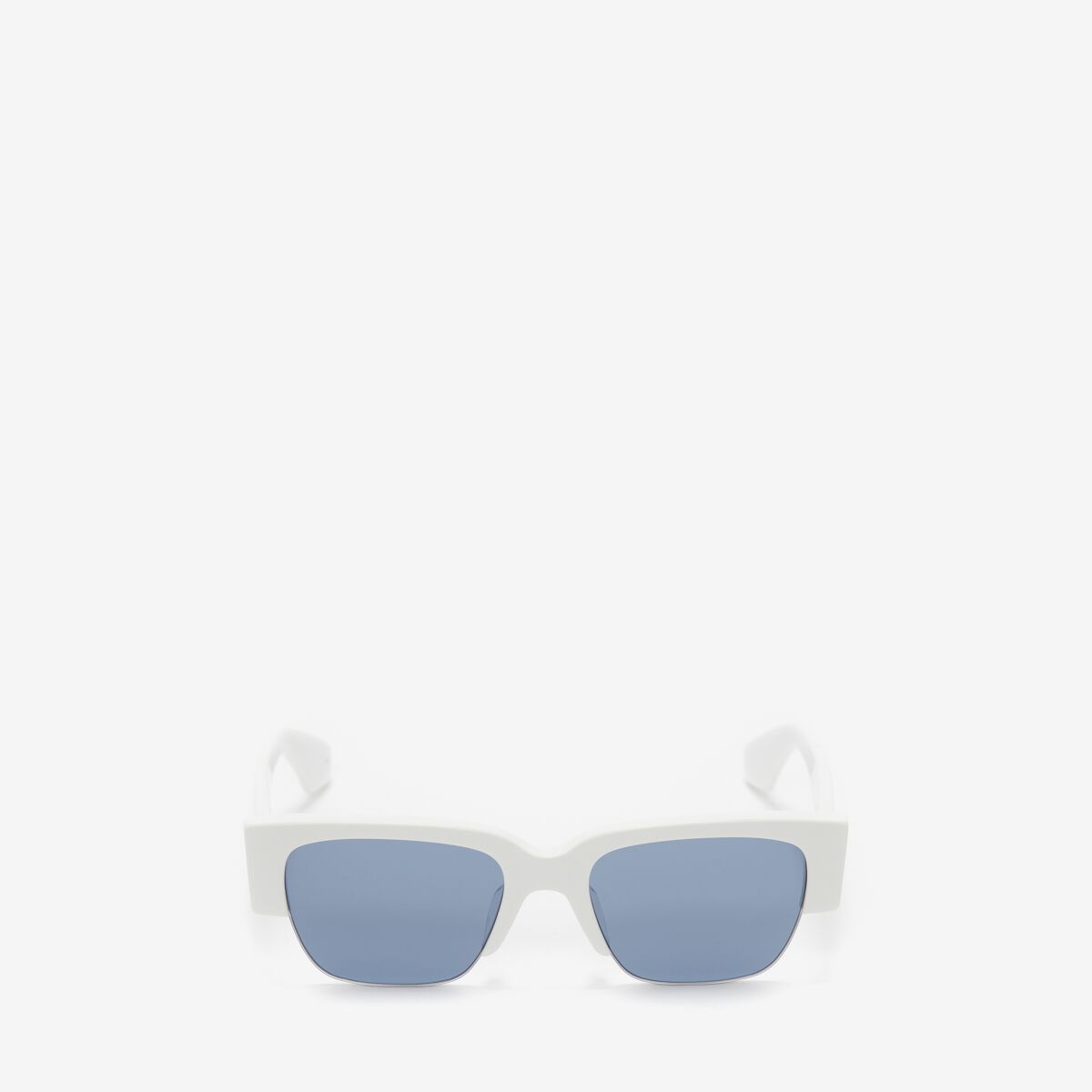 Alexander Mcqueen Logo-print Square-frame Sunglasses In White/blue