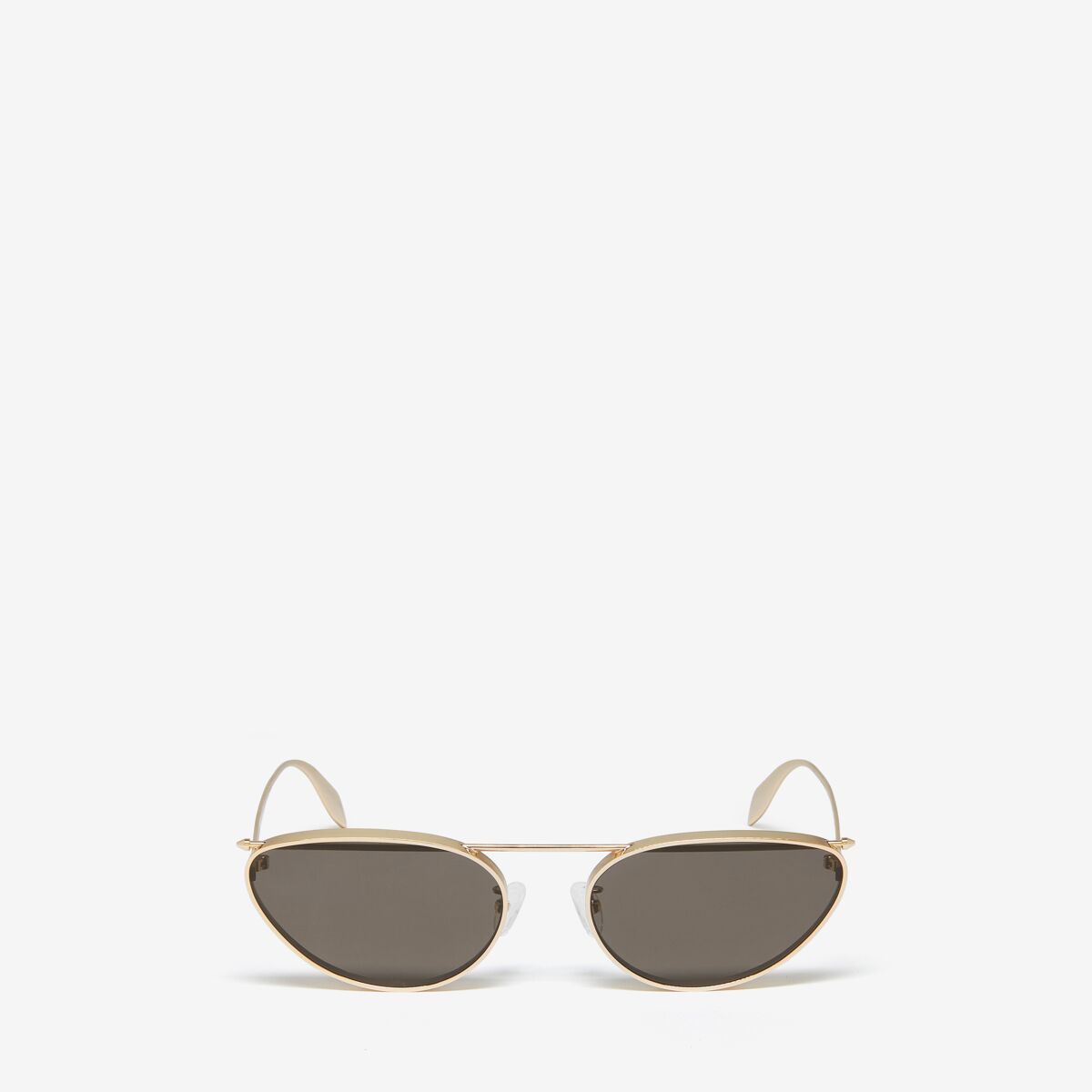 Alexander Mcqueen Front Piercing Cat-eye Sunglasses In Light Gold/smoke
