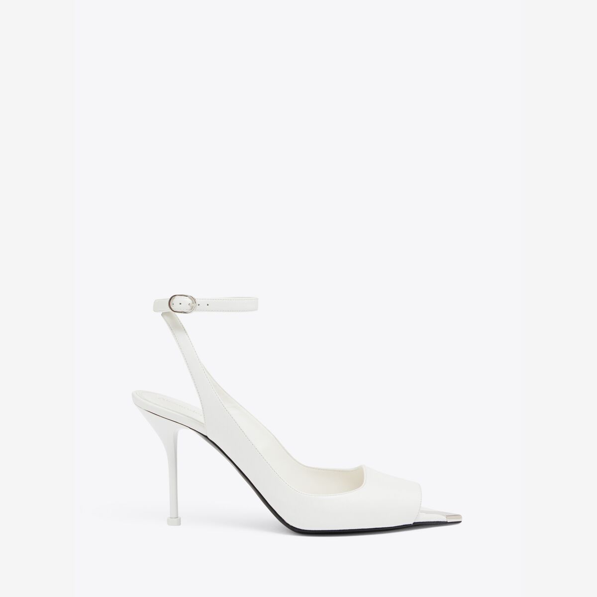 Alexander Mcqueen Punk Ankle Strap Sandal In Ivory/silver