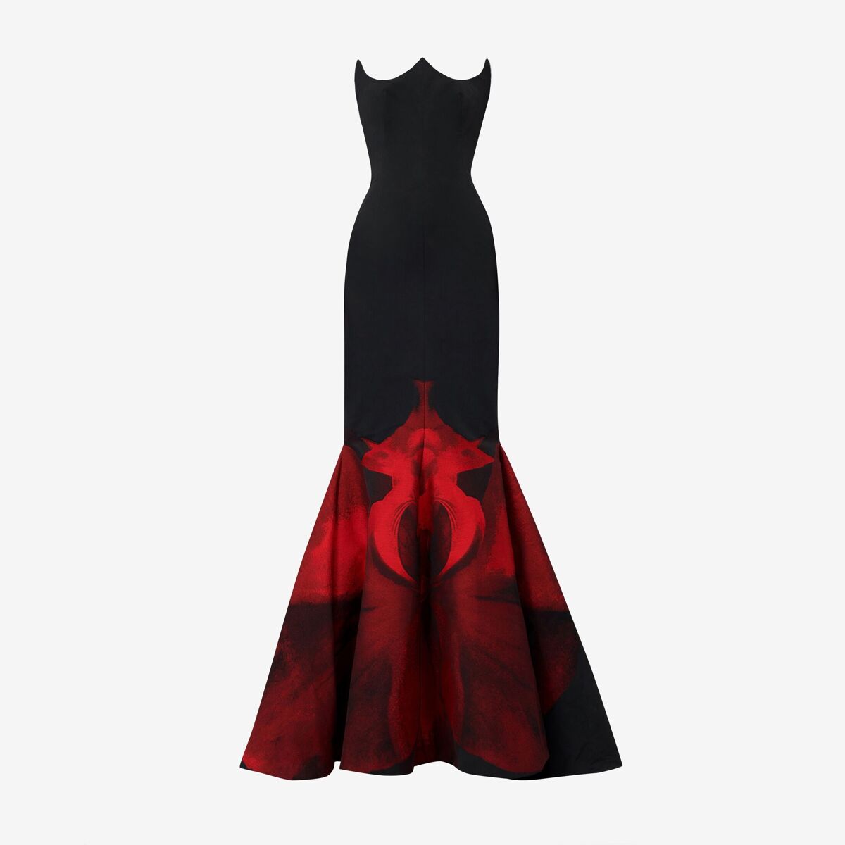 Shop Alexander Mcqueen Ghost Orchid Evening Dress In Black/red
