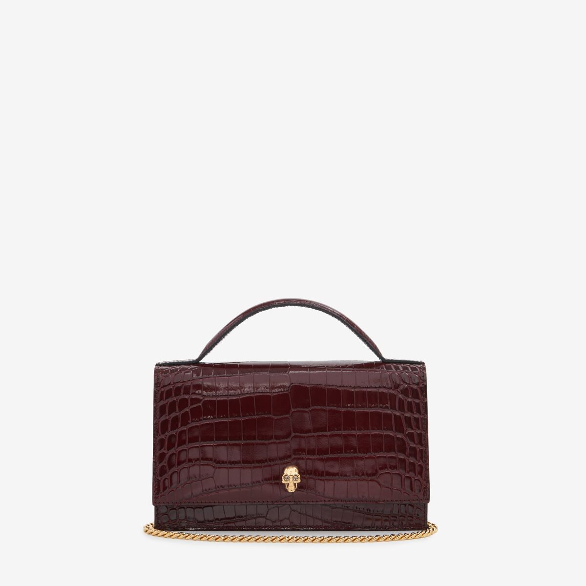 Alexander Mcqueen Top Handle Skull Bag In Burgundy