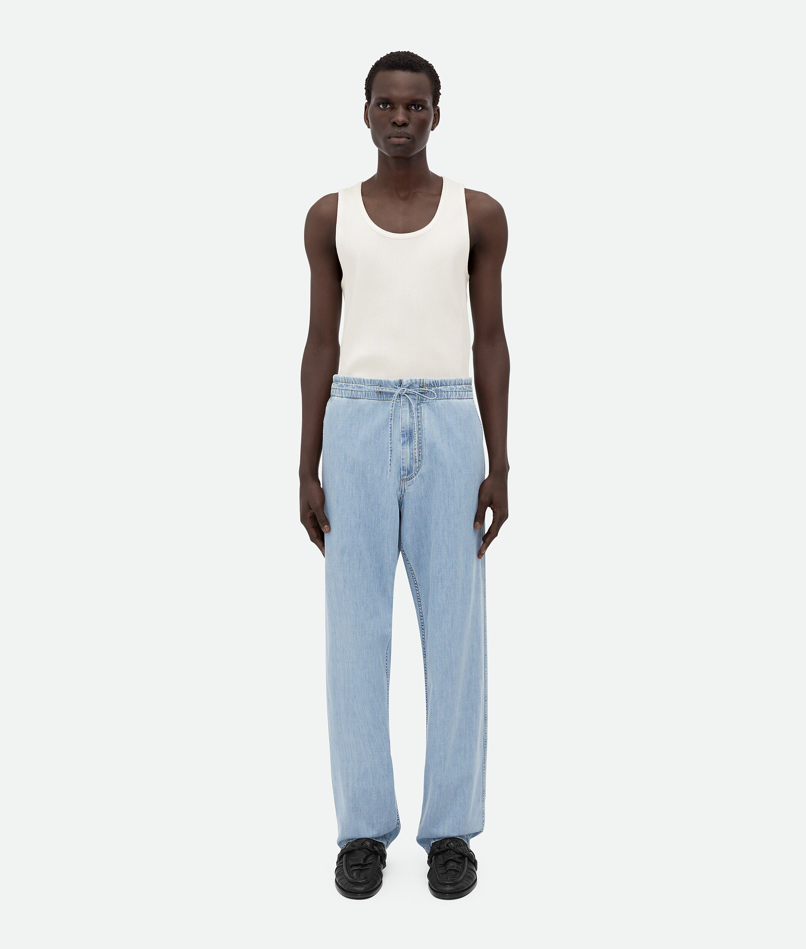 Bottega Veneta Blue Light Bleached Elasticized Jeans In Light Bleach